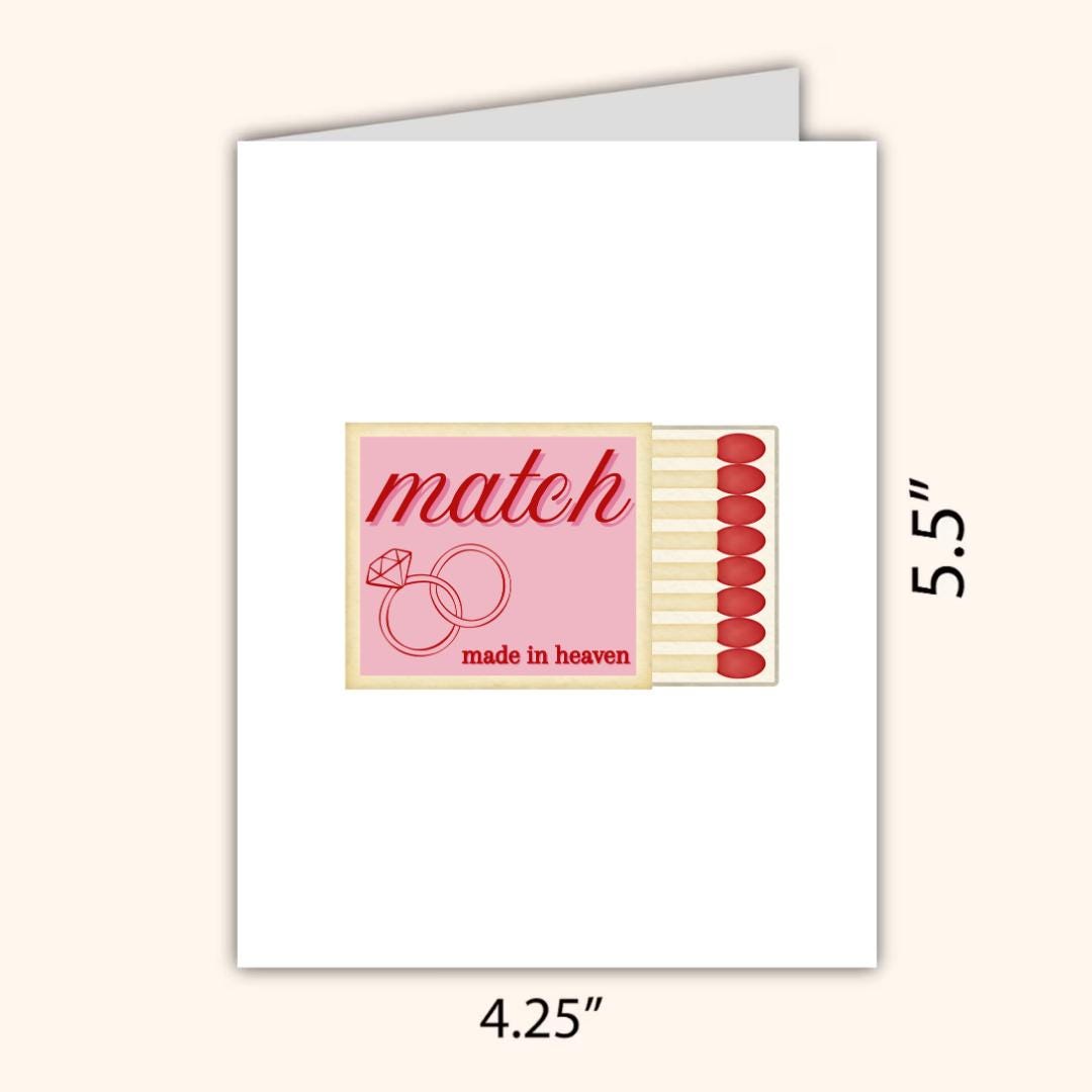 Match Made In Heaven Congrats Engagement Card For Newly Married or Engaged Couple, Wedding Card For Her, Engagement Card For Sister, Cousin