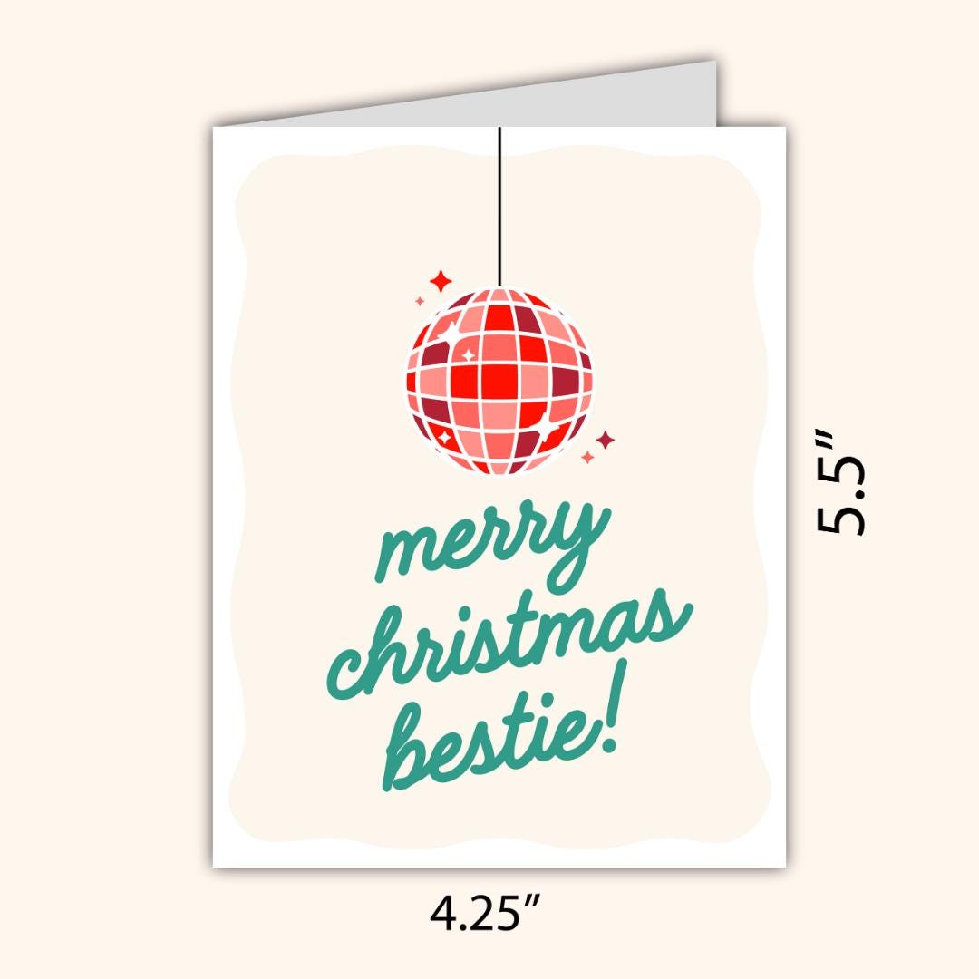 Merry Christmas Bestie, Bestie Christmas Card, Christmas Card For Best Friend, Friendship Card, Girl Bestie, gift box for friend Christmas