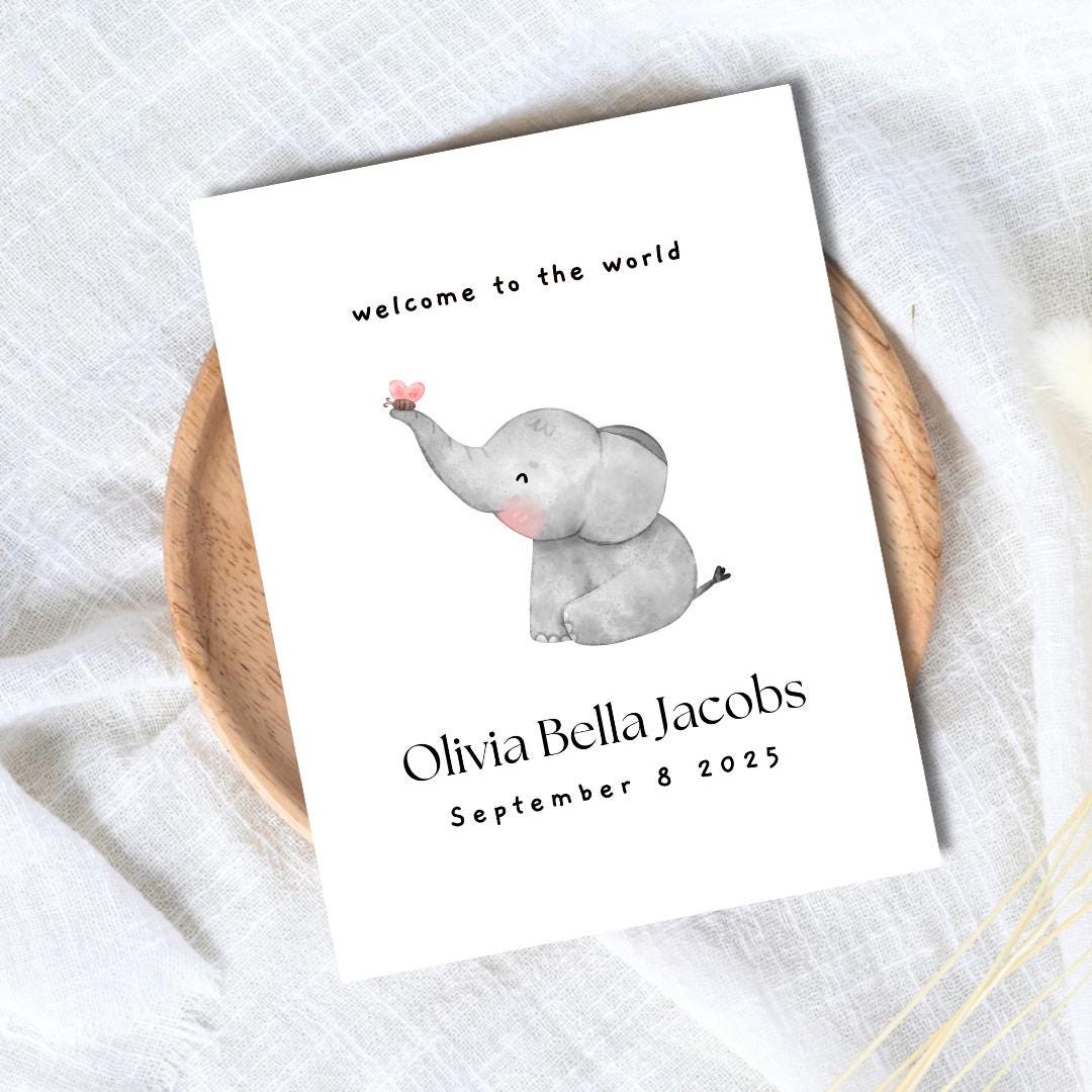 Personalized New Baby Card, Welcome To The World, Pregnant, Congratulations, Baby Shower Gift Daughter Niece Granddaughter Goddaughter Child