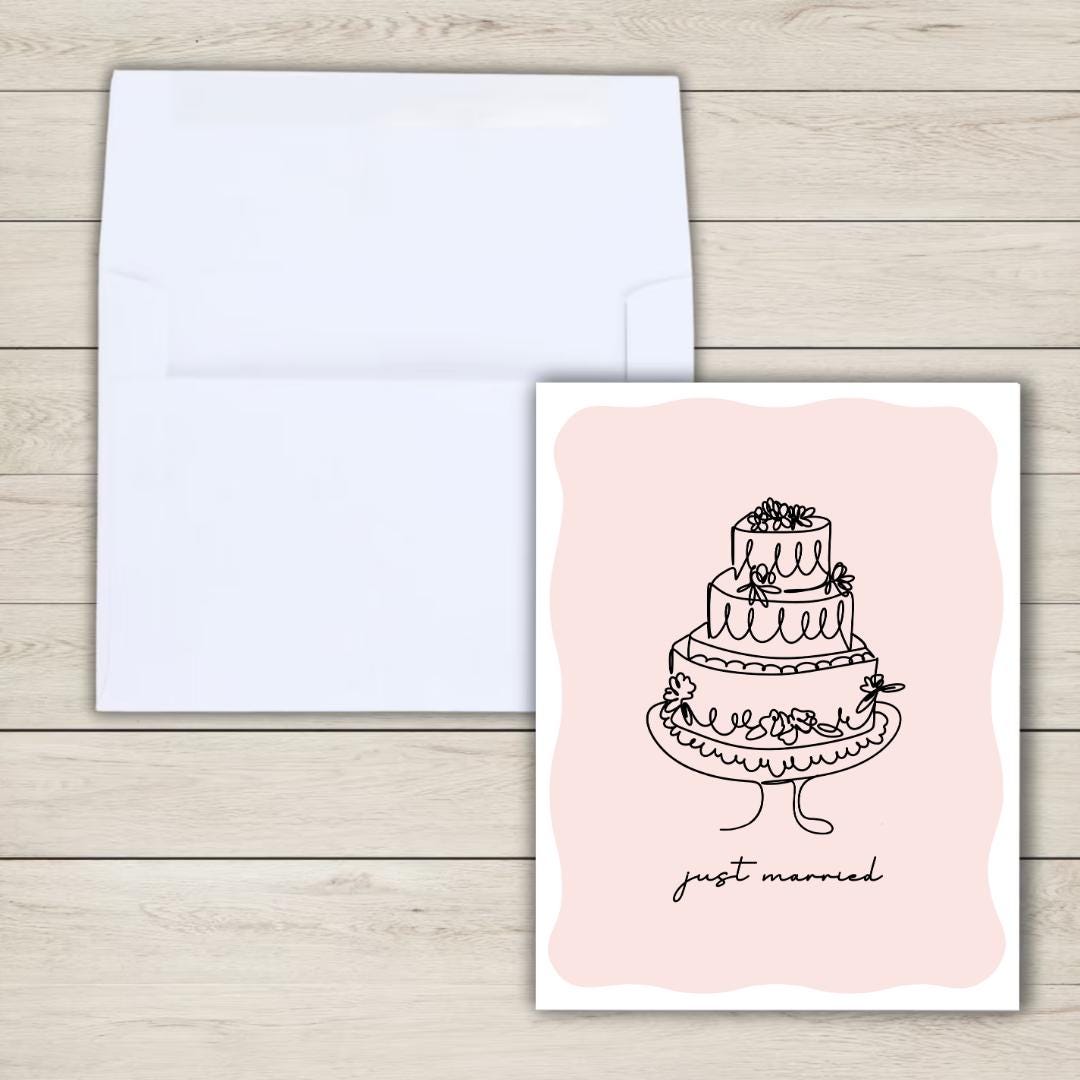 Just Married Cute Congrats Engagement Card For Newly Married or Engaged Couple, Wedding Card For Her, Engagement Card For Sister, Cousin
