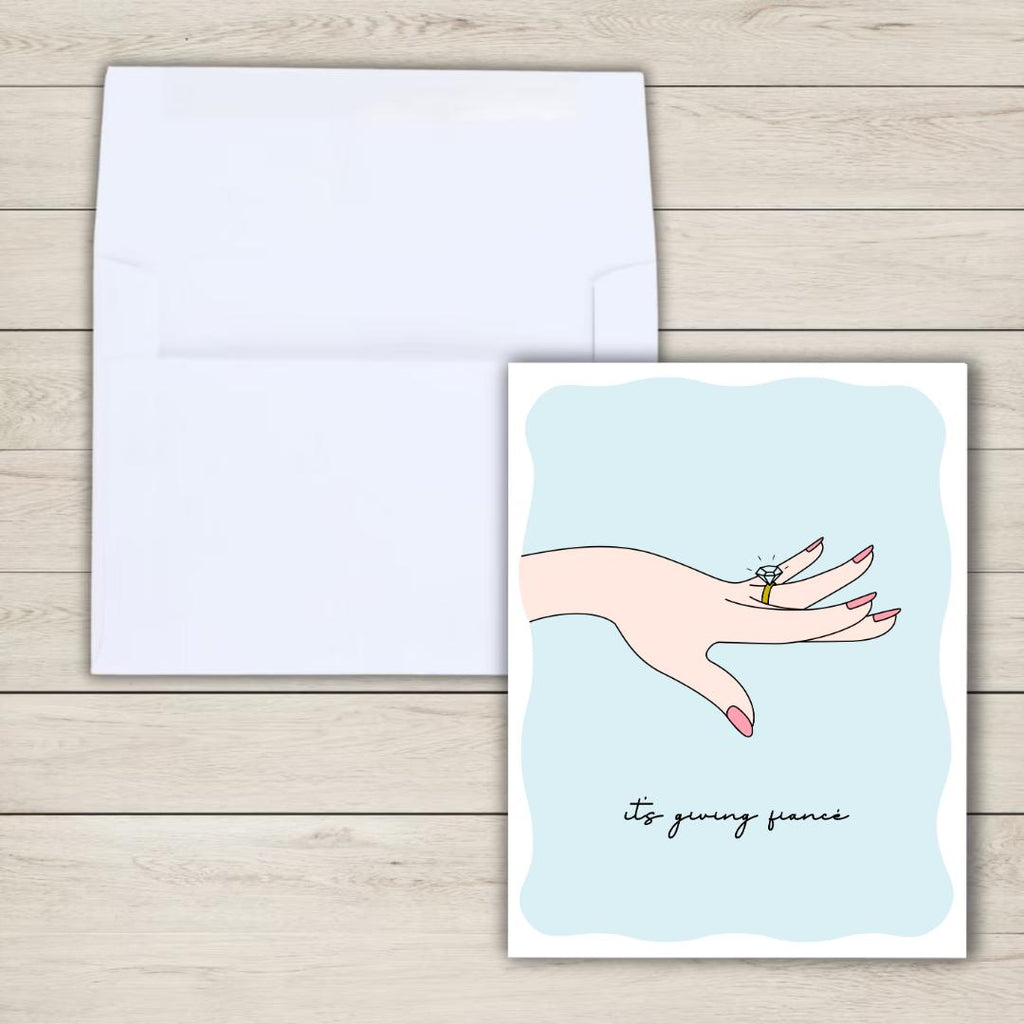 It's Giving Fiance Congrats Engagement Card For Newly Married or Engaged Couple, Wedding Card For Her, Engagement Card For Sister, Cousin