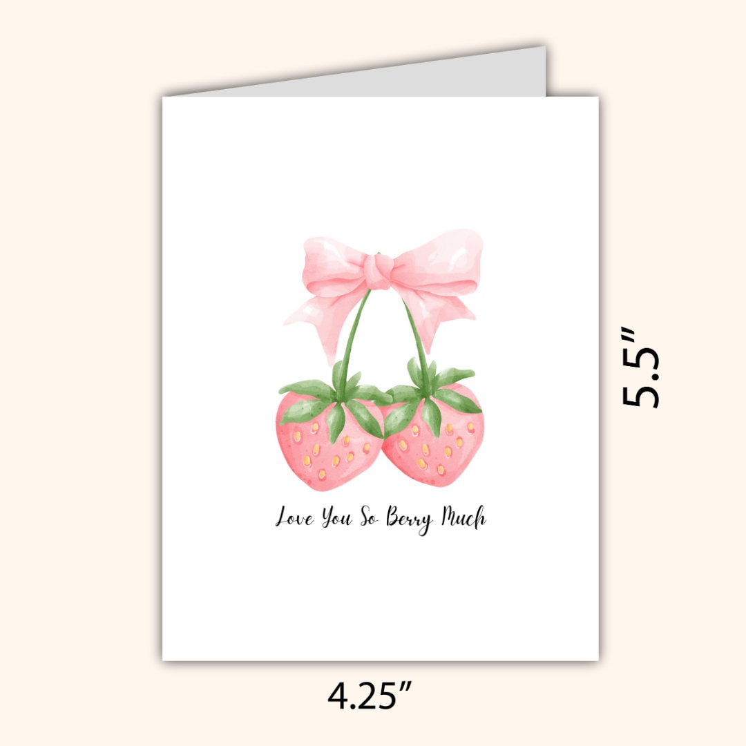 Love You So Berry Much Card | Cute Love Card | Bestie Strawberry Card | Birthday Gift for Wife Husband | Valentines Card For Her Him