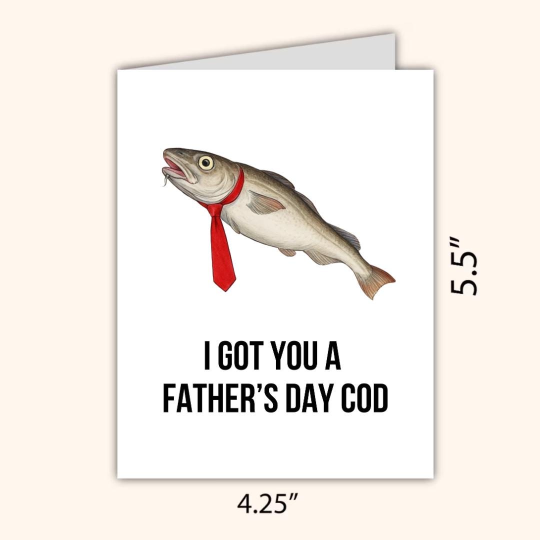 Father's Day Cod Fishing Father's Day Card | Funny Fathers Day Card For Dad Grandad Husband | Dad Birthday | Cute Daddy Grandpa Grandfather