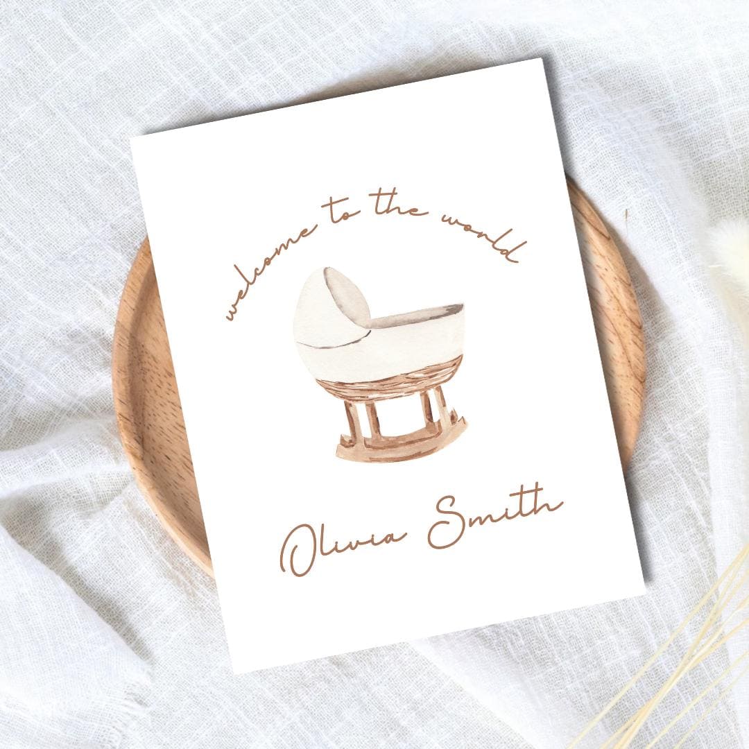 Personalized New Baby Card, Welcome To The World, Pregnant, Congratulations, Baby Shower Gift Daughter Niece Granddaughter Goddaughter Child