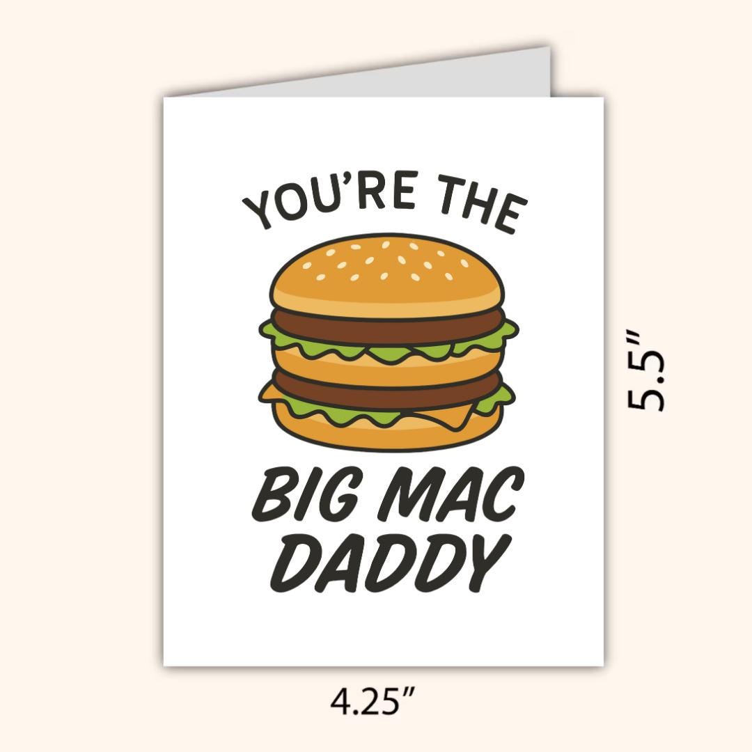 Big Mac Daddy Father's Day Card | Funny Fathers Day Card For Dad Grandad Husband | Dad Birthday | Cute Daddy Grandpa Grandfather