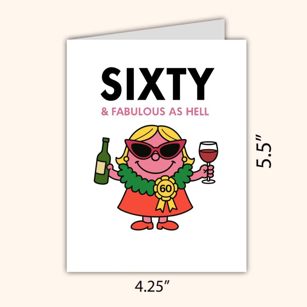 Miss Sixty & Fabulous Funny 60th Birthday Card, milestone birthday card, 60th birthday gift for Women, Funny Card For Friend, prosecco card