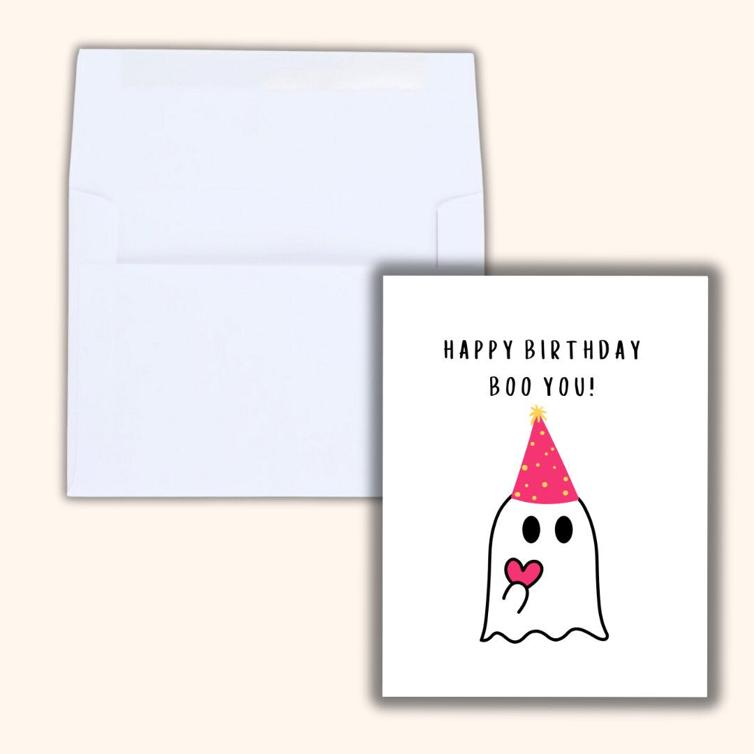 Happy Birthday Boo You | Spooky Love Halloween Card Birthday Card For Husband Wife Boyfriend Girlfriend Couples Partner Funny Birthday Card