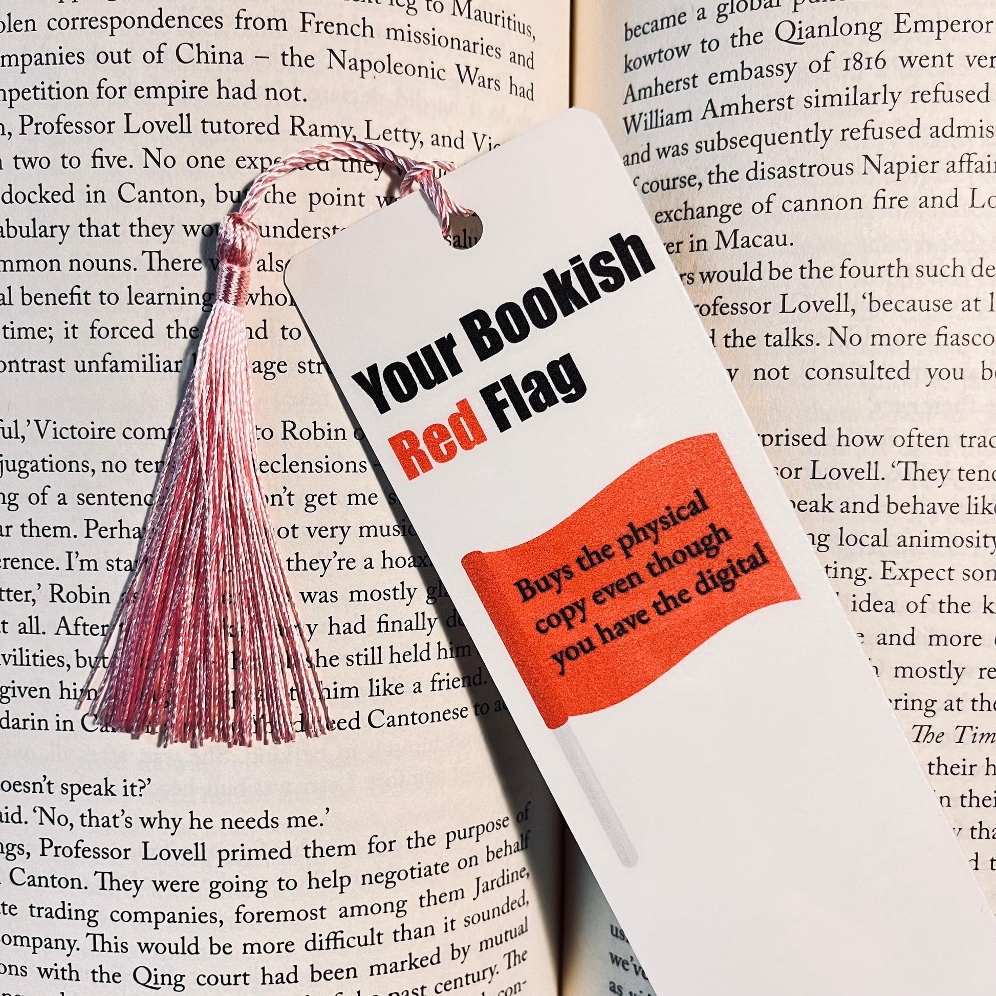 Red Flags Bookmark: Humorous Book Lover Gift (Laminated, Durable) bookmark by Magic & Meaning