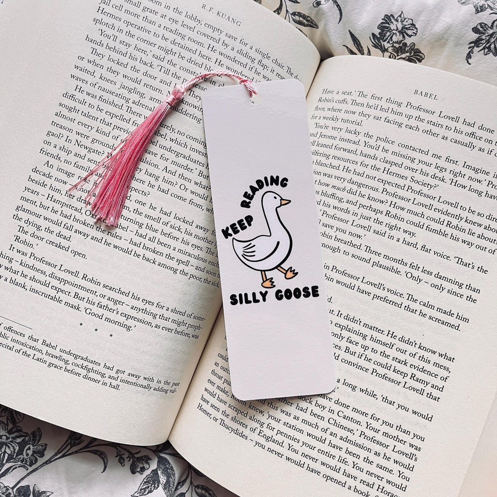 Silly Goose Bookmark: Reading Humor Gift (Laminated with Tassel) bookmark by Magic & Meaning