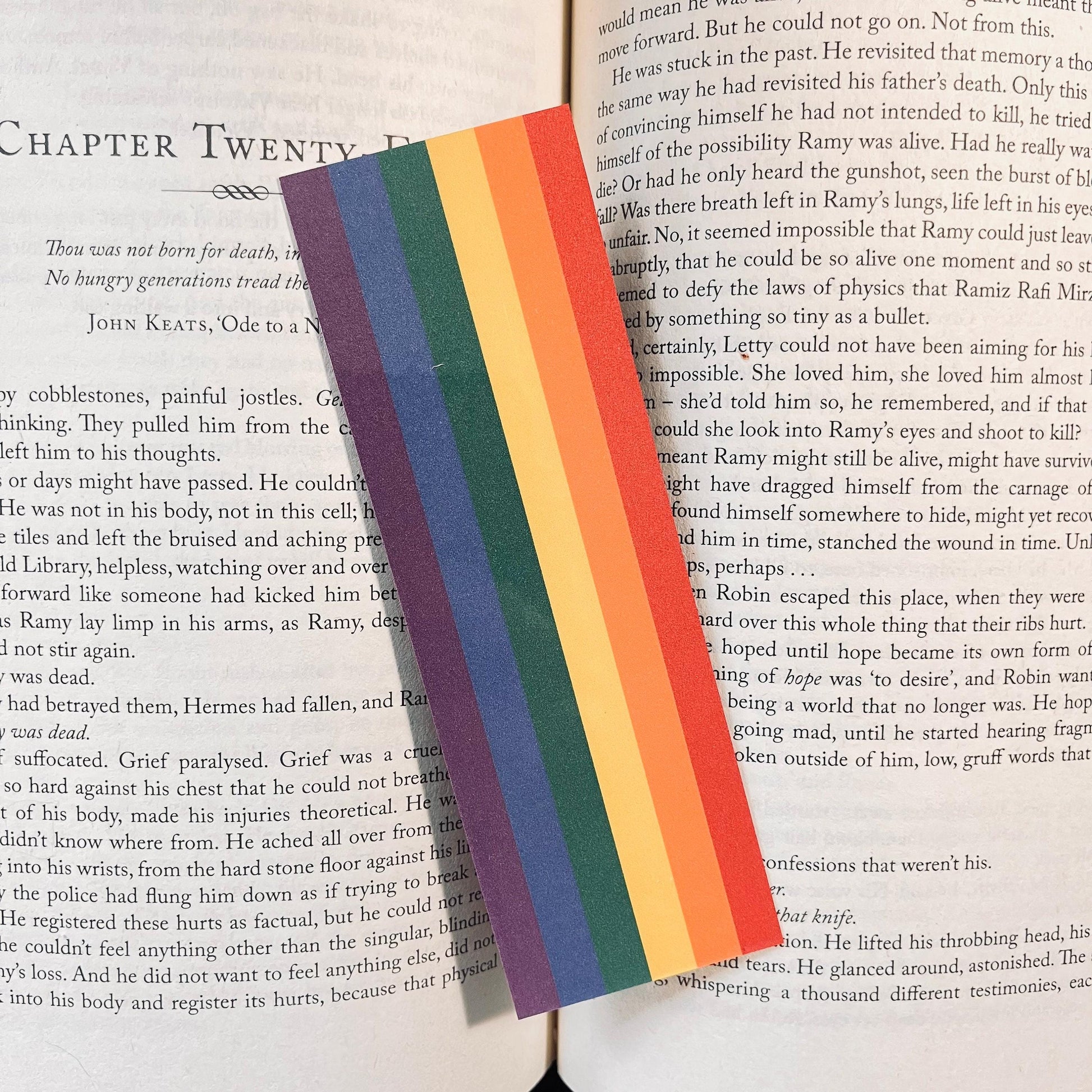 Pride Flag Bookmark: Bright LGBTQIA+ Colors - Durable Laminate bookmark by Magic & Meaning