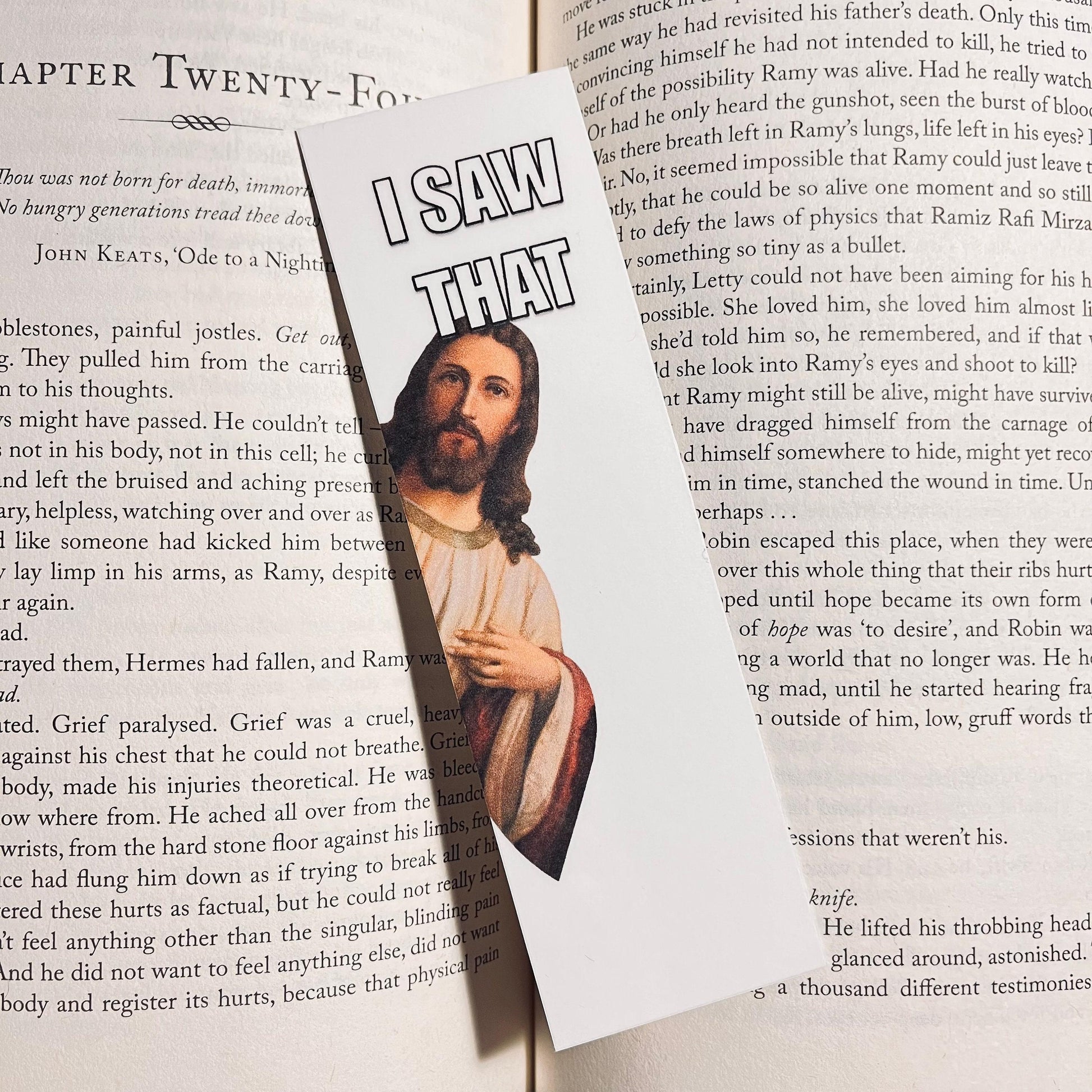 Christian Humor Bookmark: Peeking Jesus Design, 'I Saw That' bookmark by Magic & Meaning