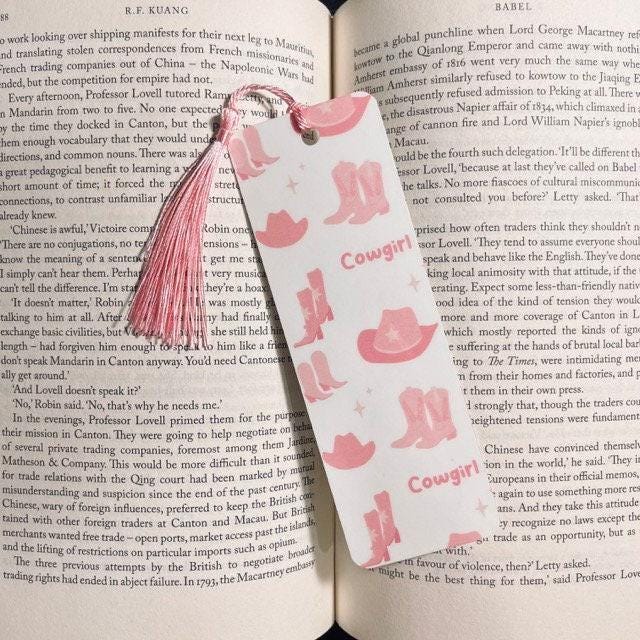 Cowgirl Bookmark: Pink Boots and Hat Design (Gift for Book Lovers) bookmark by Magic & Meaning