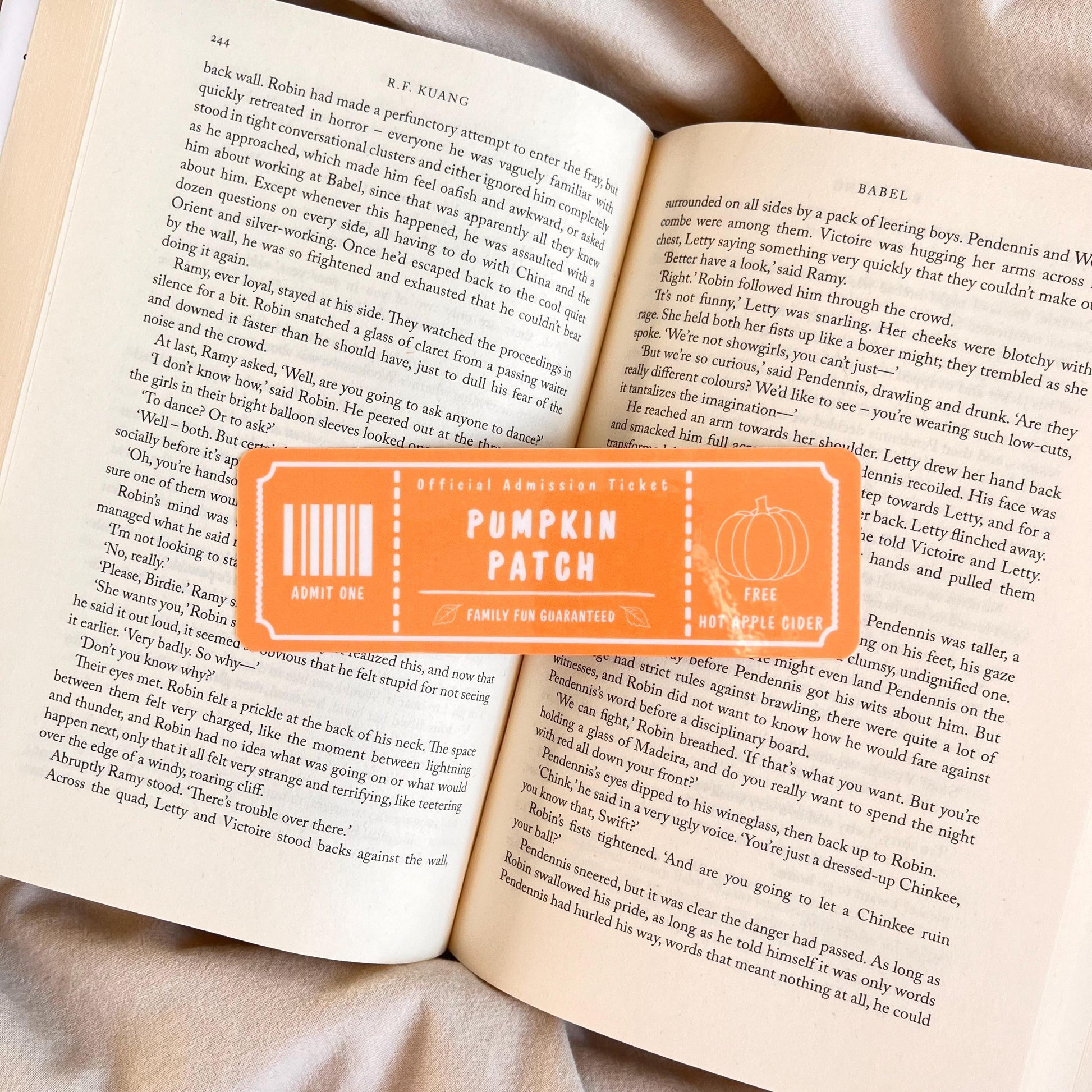 Pumpkin Patch Ticket Bookmark, Halloween Book Lover Gift (Fall Reading) bookmark by Magic & Meaning
