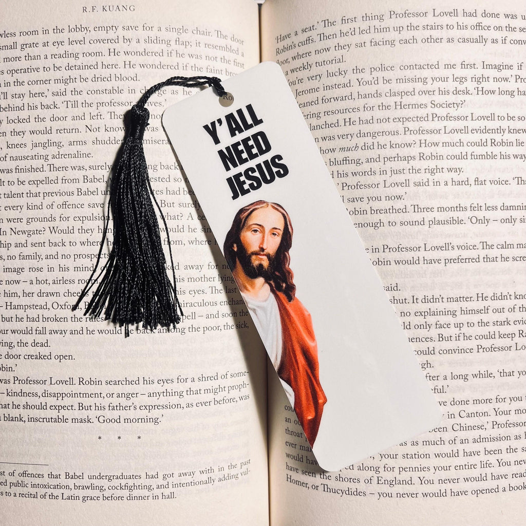 Y'all Need Jesus Bookmark: Funny Reading Humor (Durable Cardstock) bookmark by Magic & Meaning