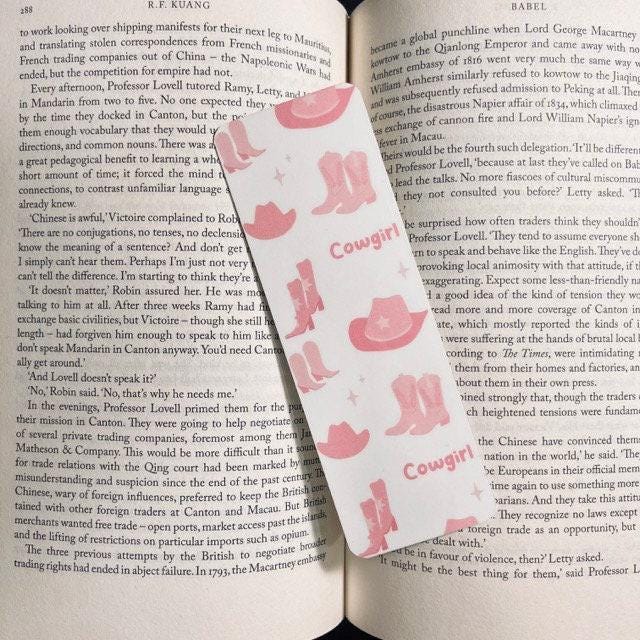Cowgirl Bookmark: Pink Boots and Hat Design (Gift for Book Lovers) bookmark by Magic & Meaning