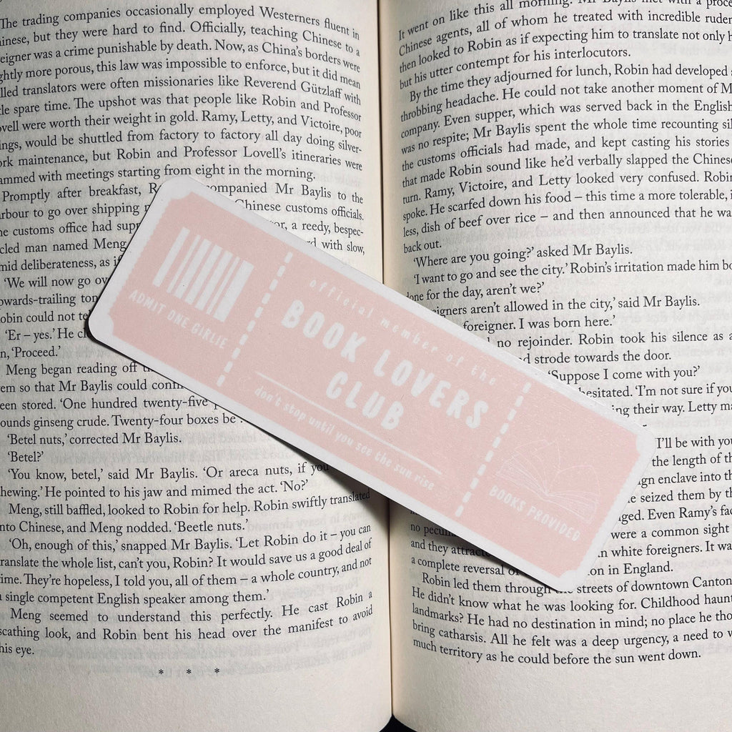 Book Lovers Ticket Bookmark: Laminated with Colorful Tassel bookmark by Magic & Meaning