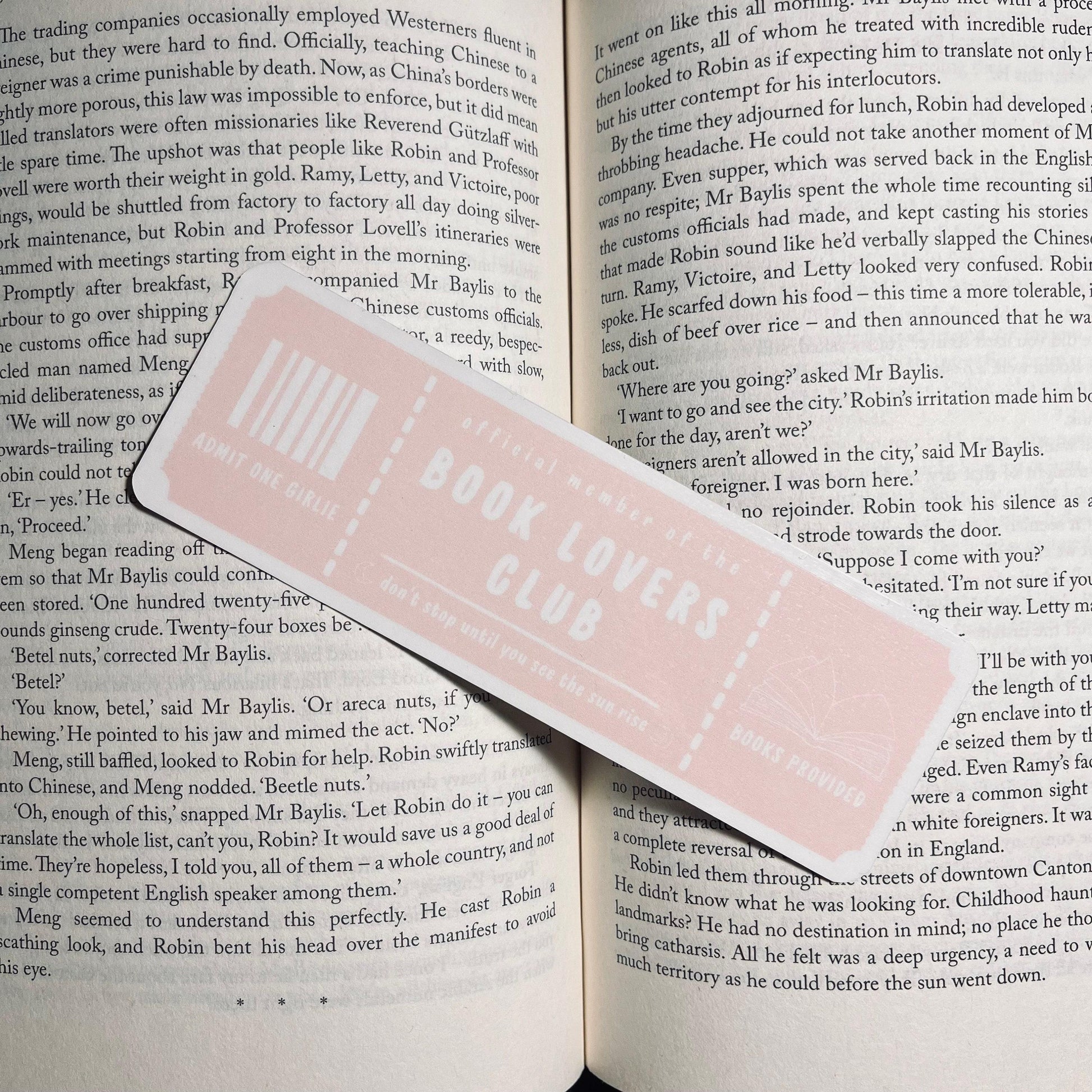 Book Lovers Ticket Bookmark: Laminated with Colorful Tassel bookmark by Magic & Meaning