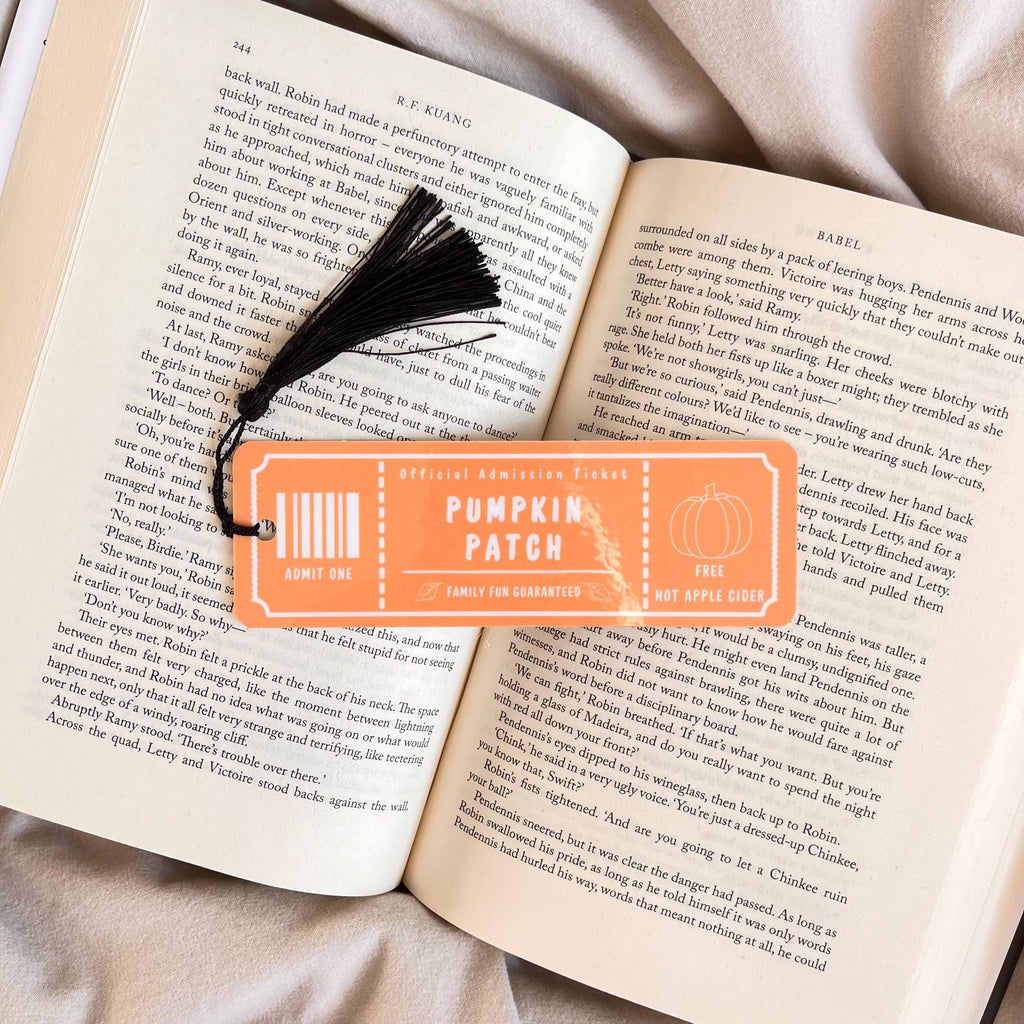 Pumpkin Patch Ticket Bookmark, Halloween Book Lover Gift (Fall Reading) bookmark by Magic & Meaning