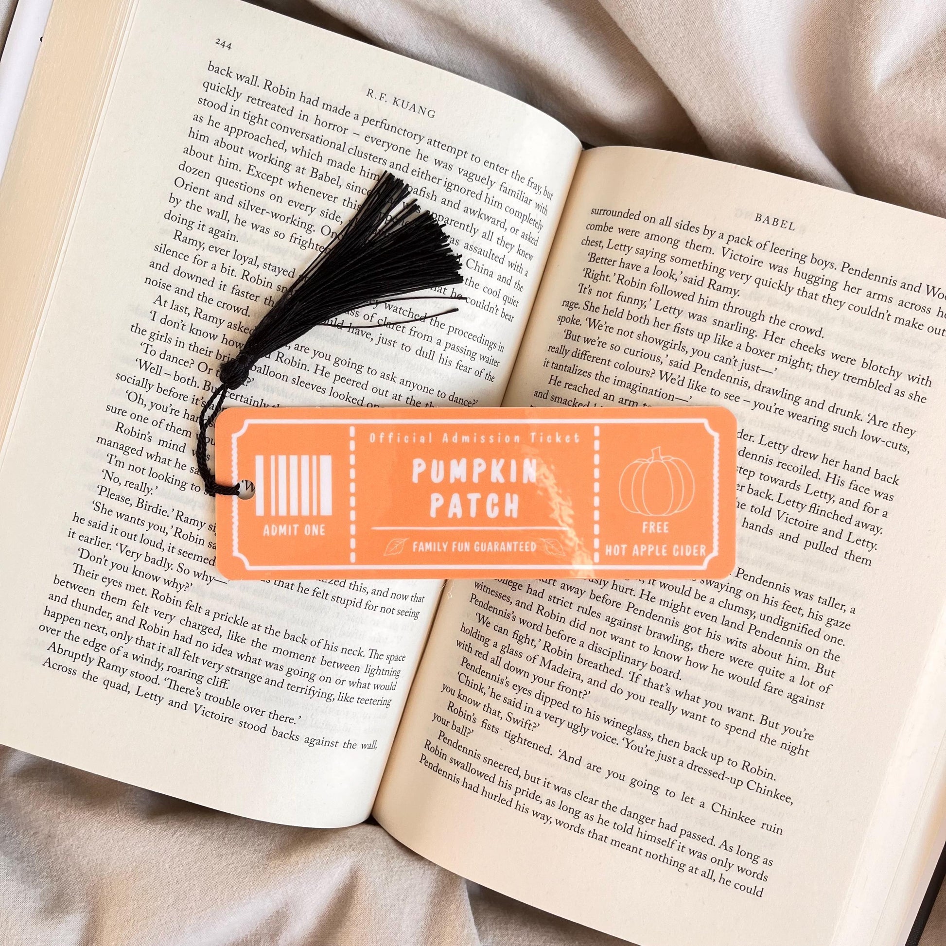 Pumpkin Patch Ticket Bookmark, Halloween Book Lover Gift (Fall Reading) bookmark by Magic & Meaning