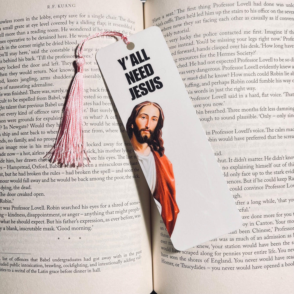 Y'all Need Jesus Bookmark: Funny Reading Humor (Durable Cardstock) bookmark by Magic & Meaning