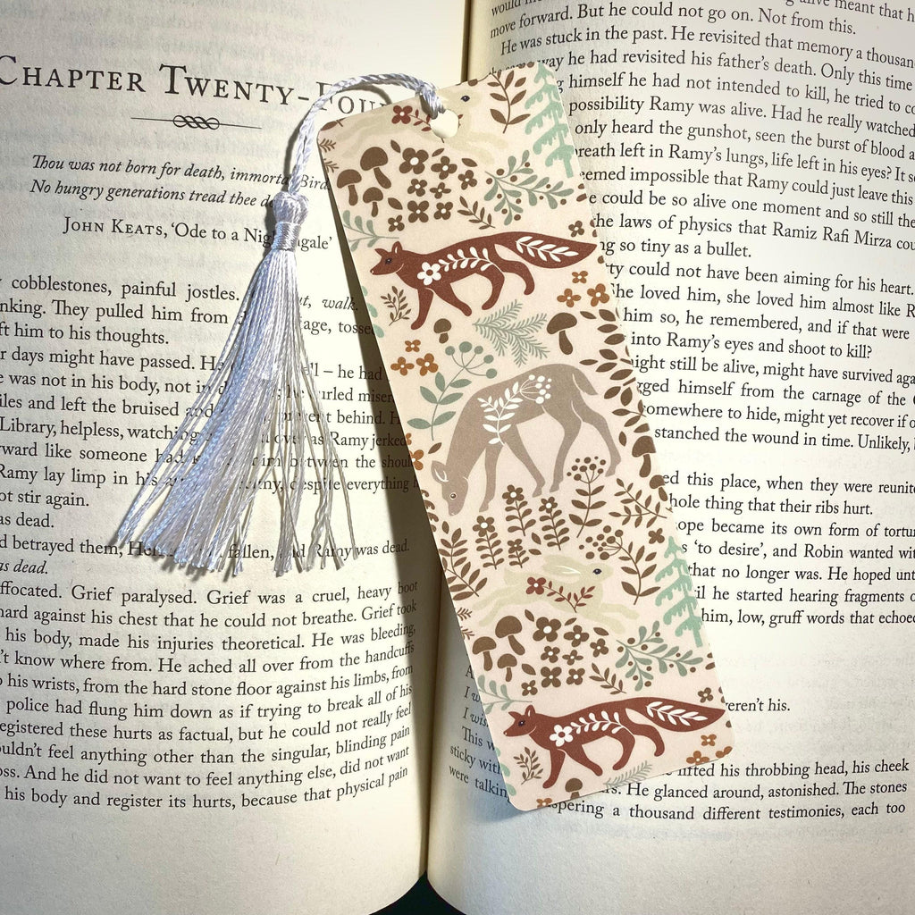 Fox and Deer Bookmark - Handmade Laminated Animal Design bookmark by Magic & Meaning