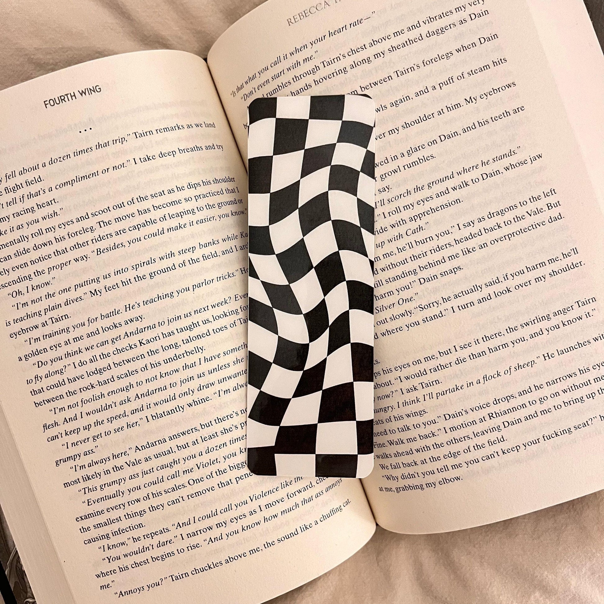 Black and White Checkered - Wavy Pattern, Bookish Gift Bookmark bookmark by Magic & Meaning