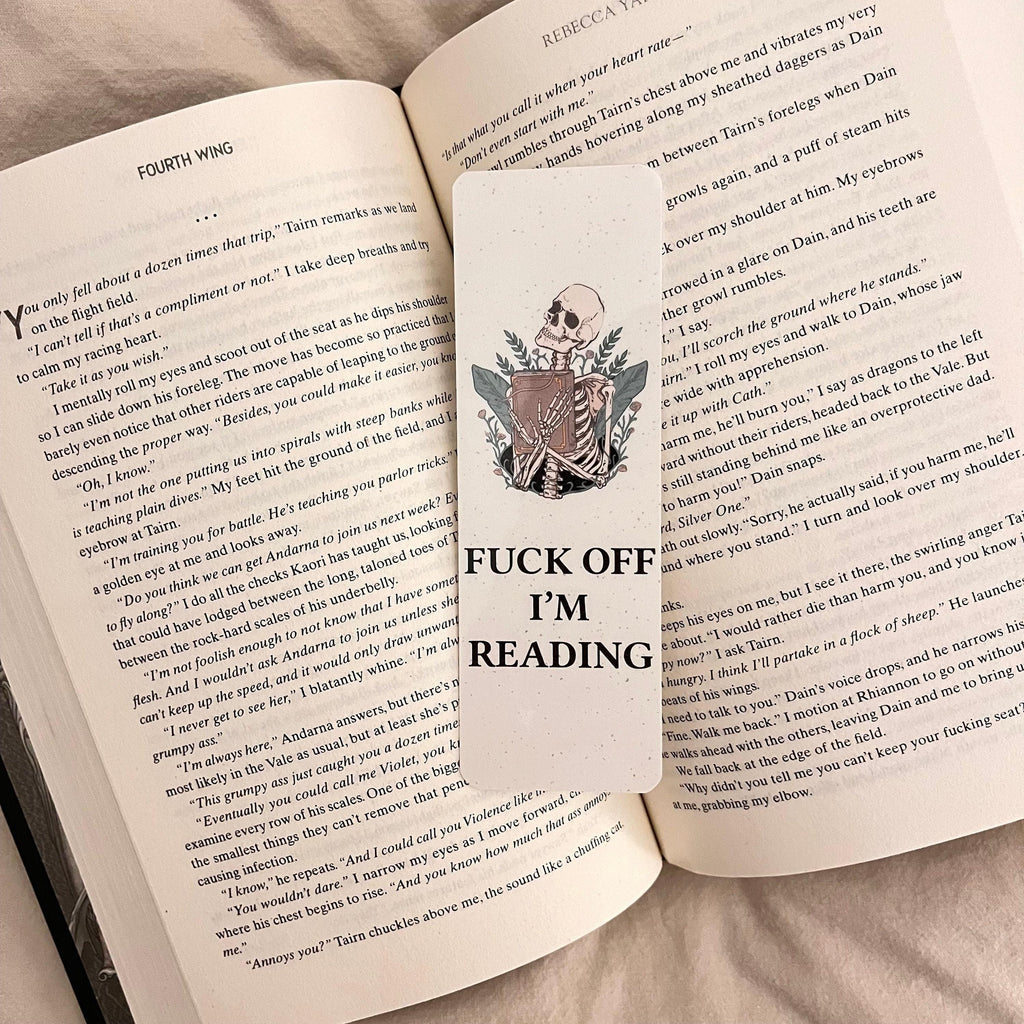 Book Lover Gift Skeleton Bookmark, Funny Cute Design (Laminated) bookmark by Magic & Meaning