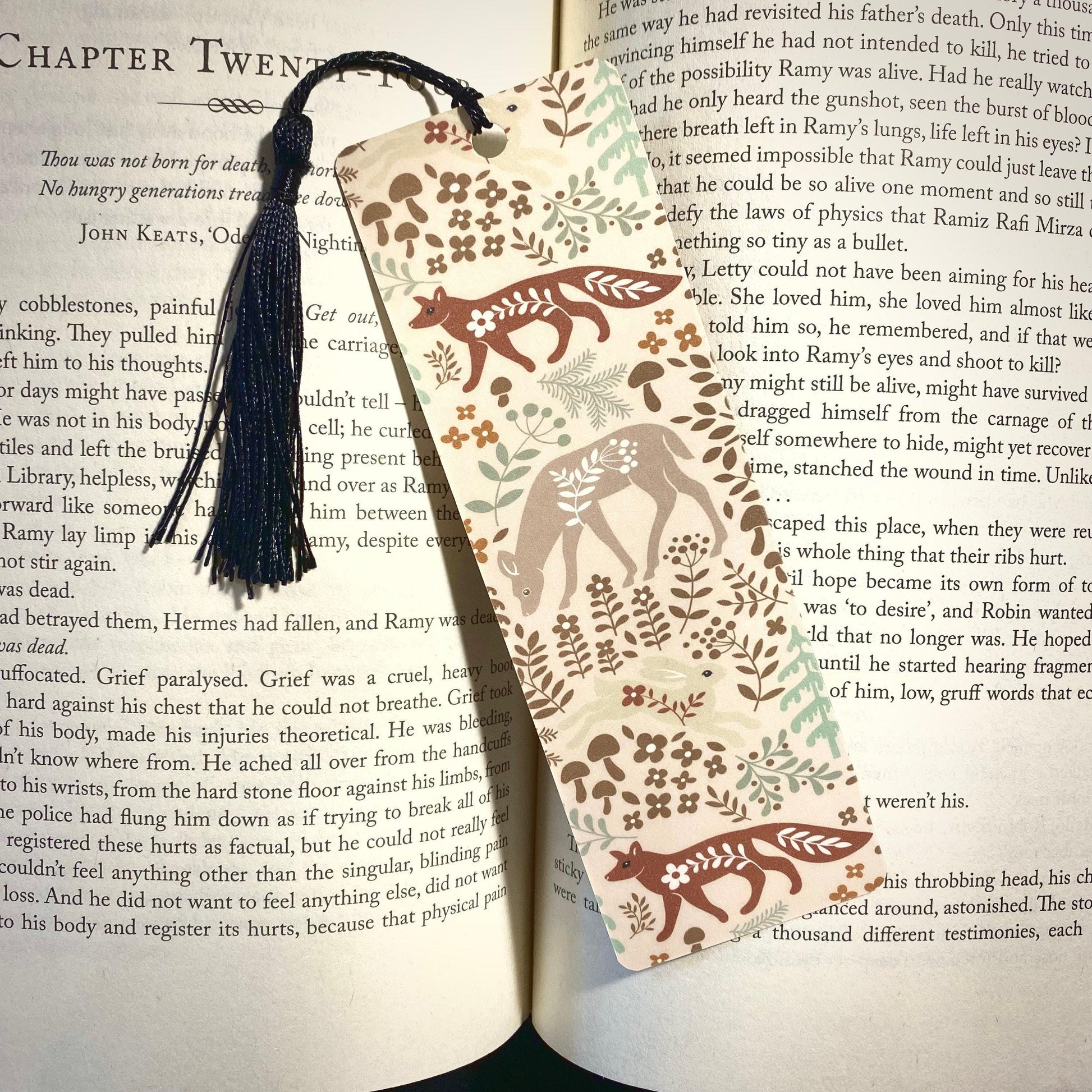 Fox and Deer Bookmark - Handmade Laminated Animal Design bookmark by Magic & Meaning