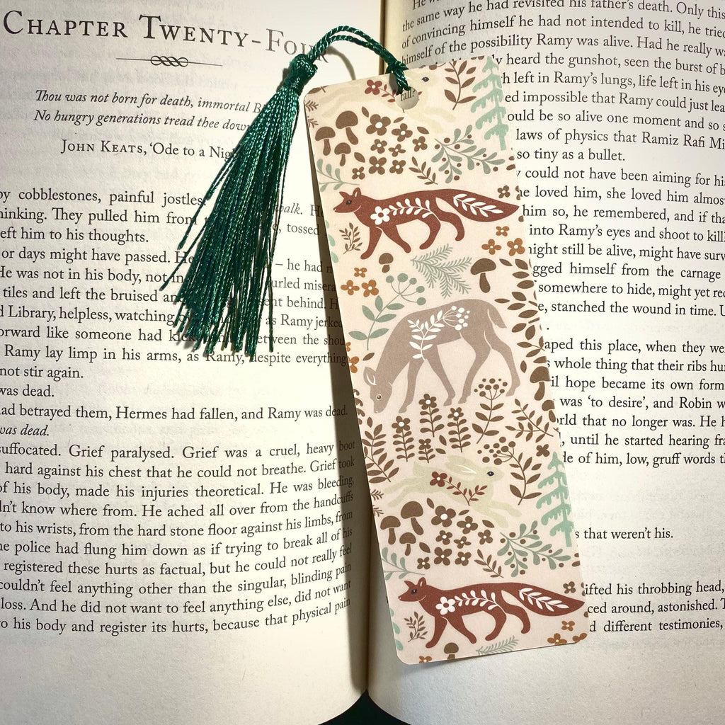 Fox and Deer Bookmark - Handmade Laminated Animal Design bookmark by Magic & Meaning