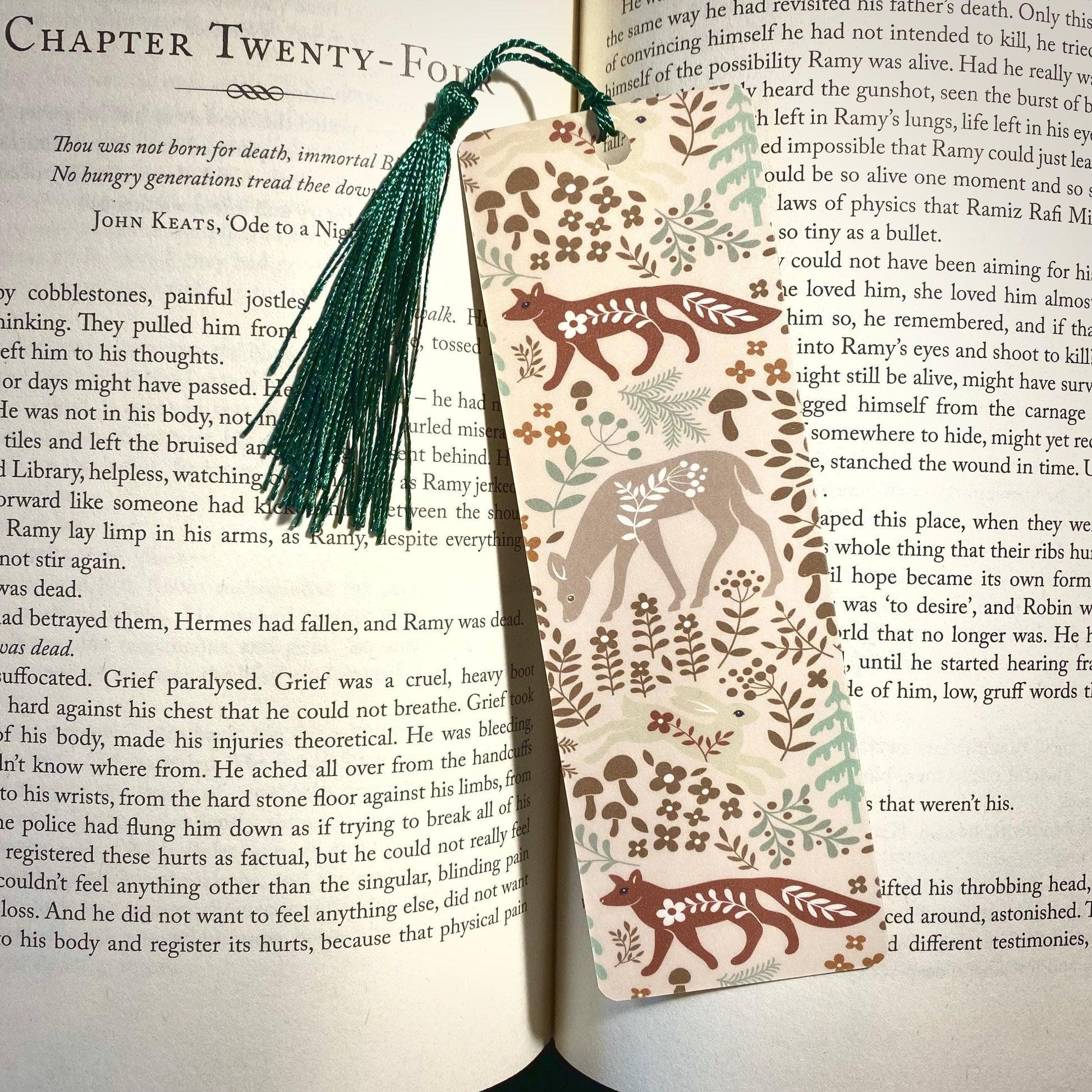 Fox and Deer Bookmark - Handmade Laminated Animal Design bookmark by Magic & Meaning