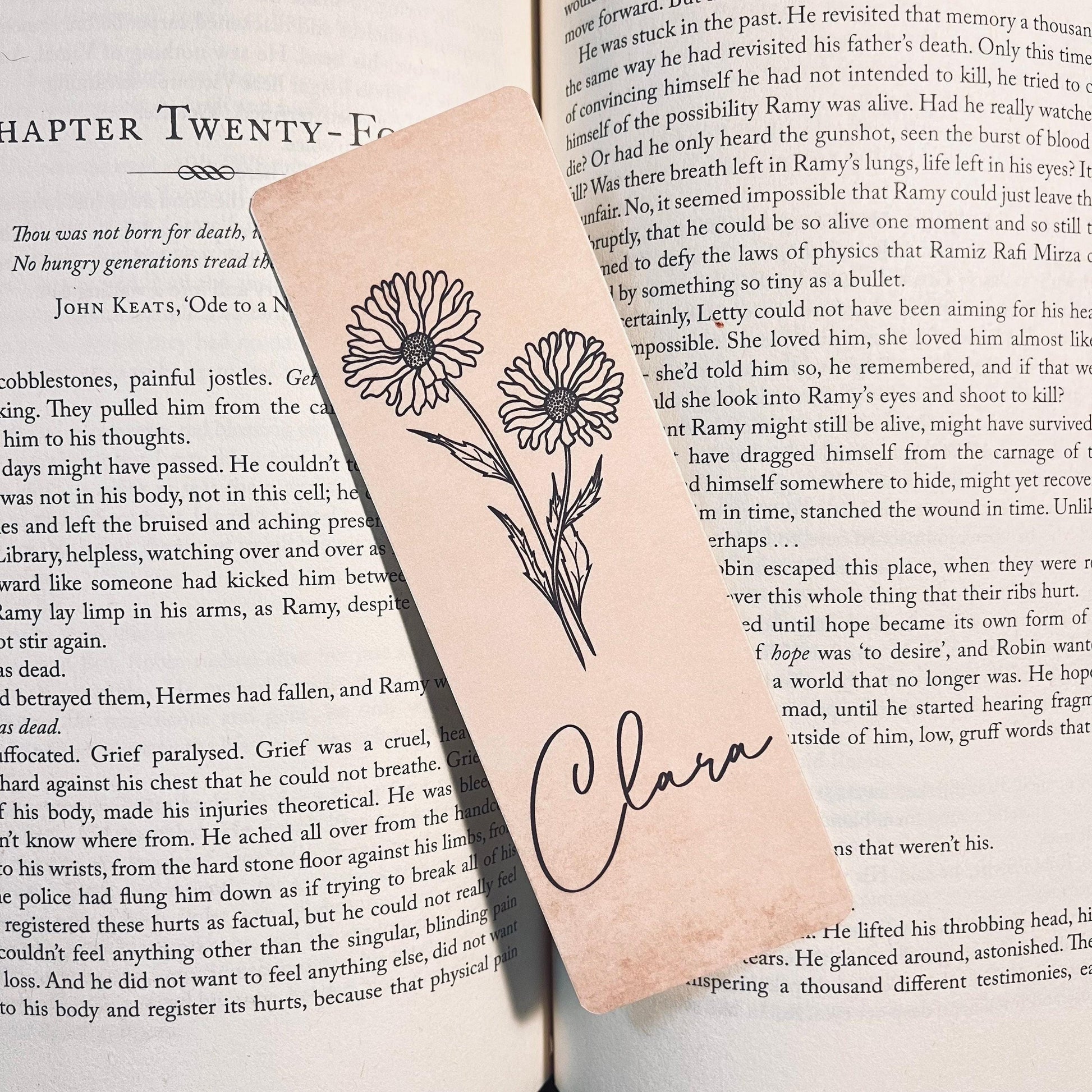 Floral Bookmark: Birth Flower Design - Personalized, Vintage Style bookmark by Magic & Meaning