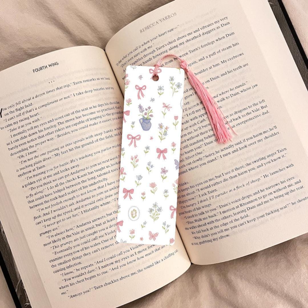 Coquette Bow Ribbon Bookmark, Laminated Cardstock (Durable Reader Gift) bookmark by Magic & Meaning