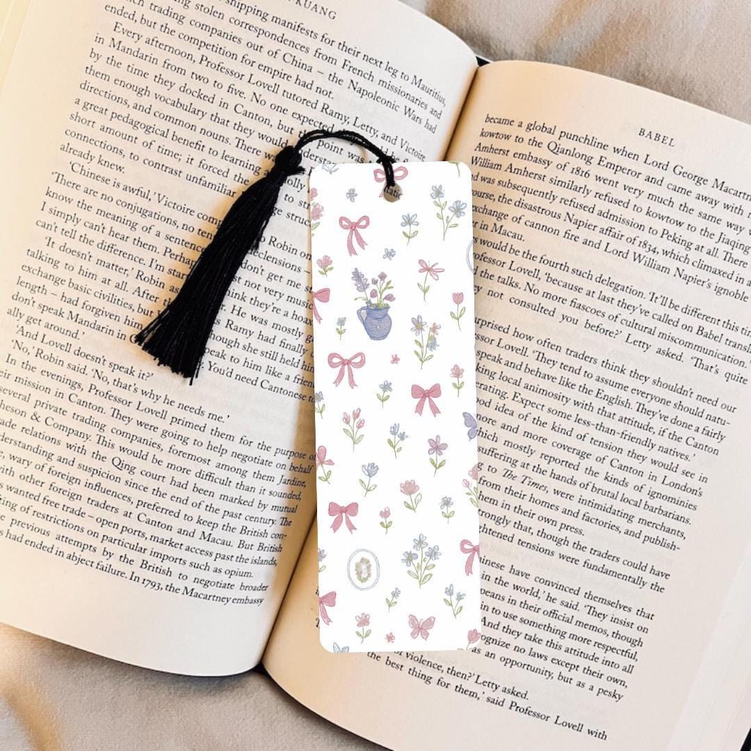 Coquette Bow Ribbon Bookmark, Laminated Cardstock (Durable Reader Gift) bookmark by Magic & Meaning
