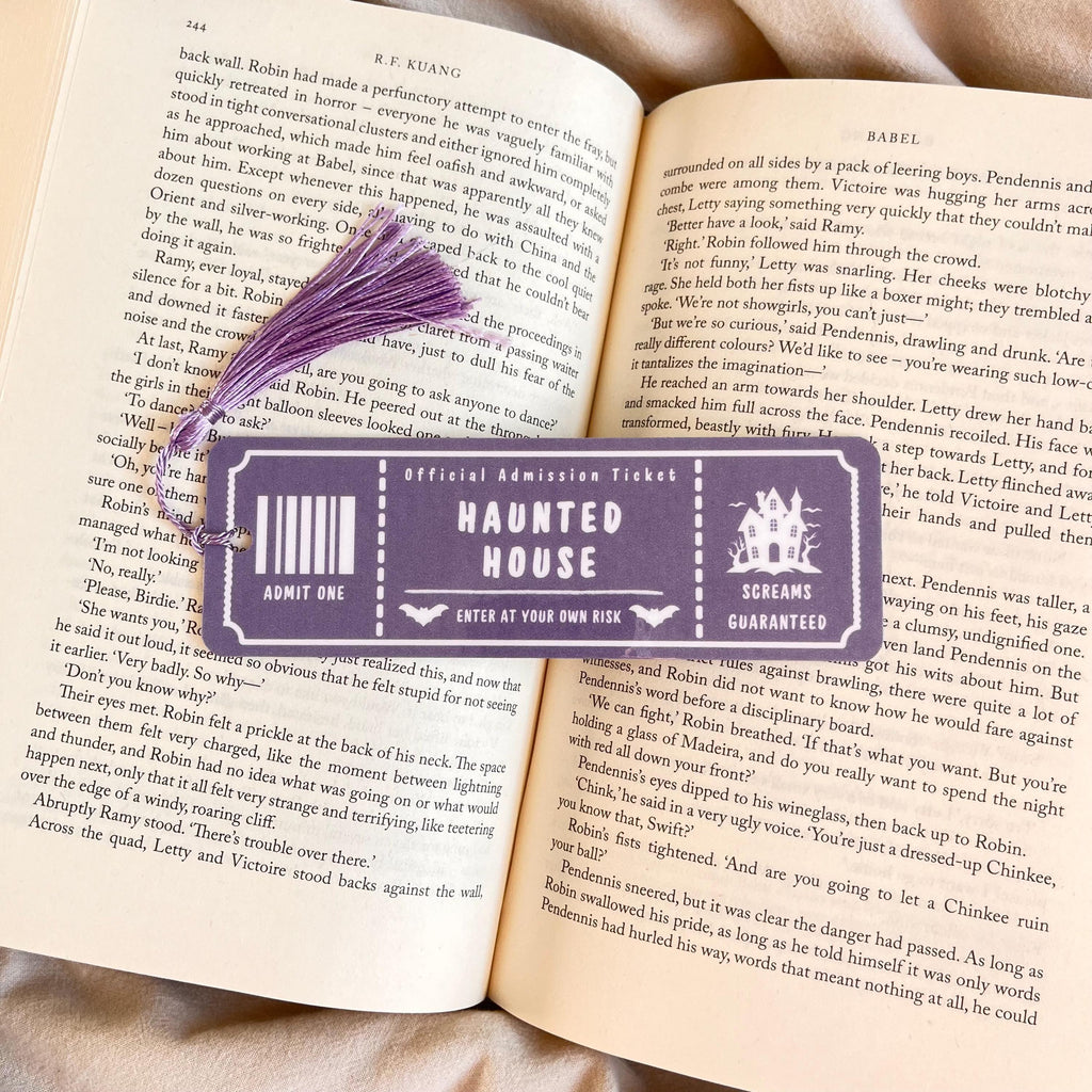 Haunted House Ticket Bookmark: Spooky Halloween bookmark by Magic & Meaning