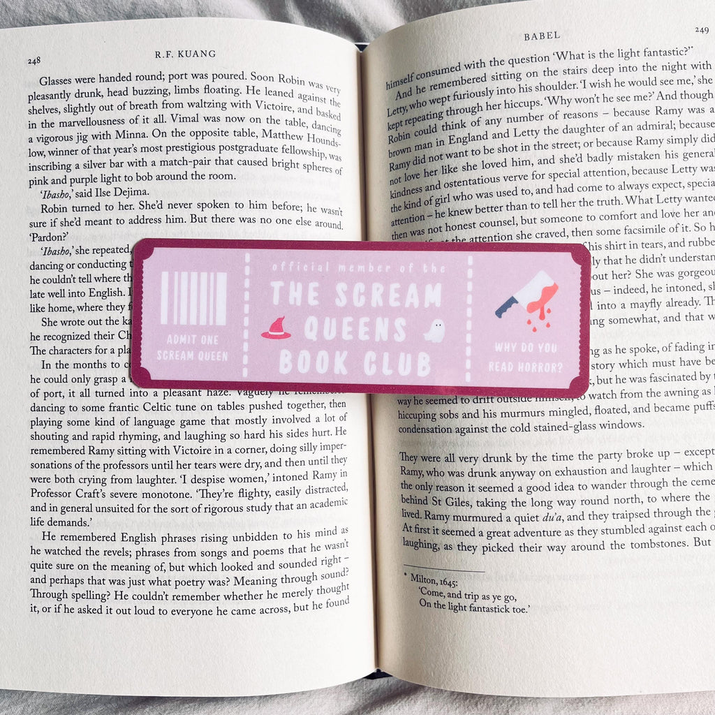 Book Club Bookmark: Scream Queens Design - Funny Literary Gift bookmark by Magic & Meaning