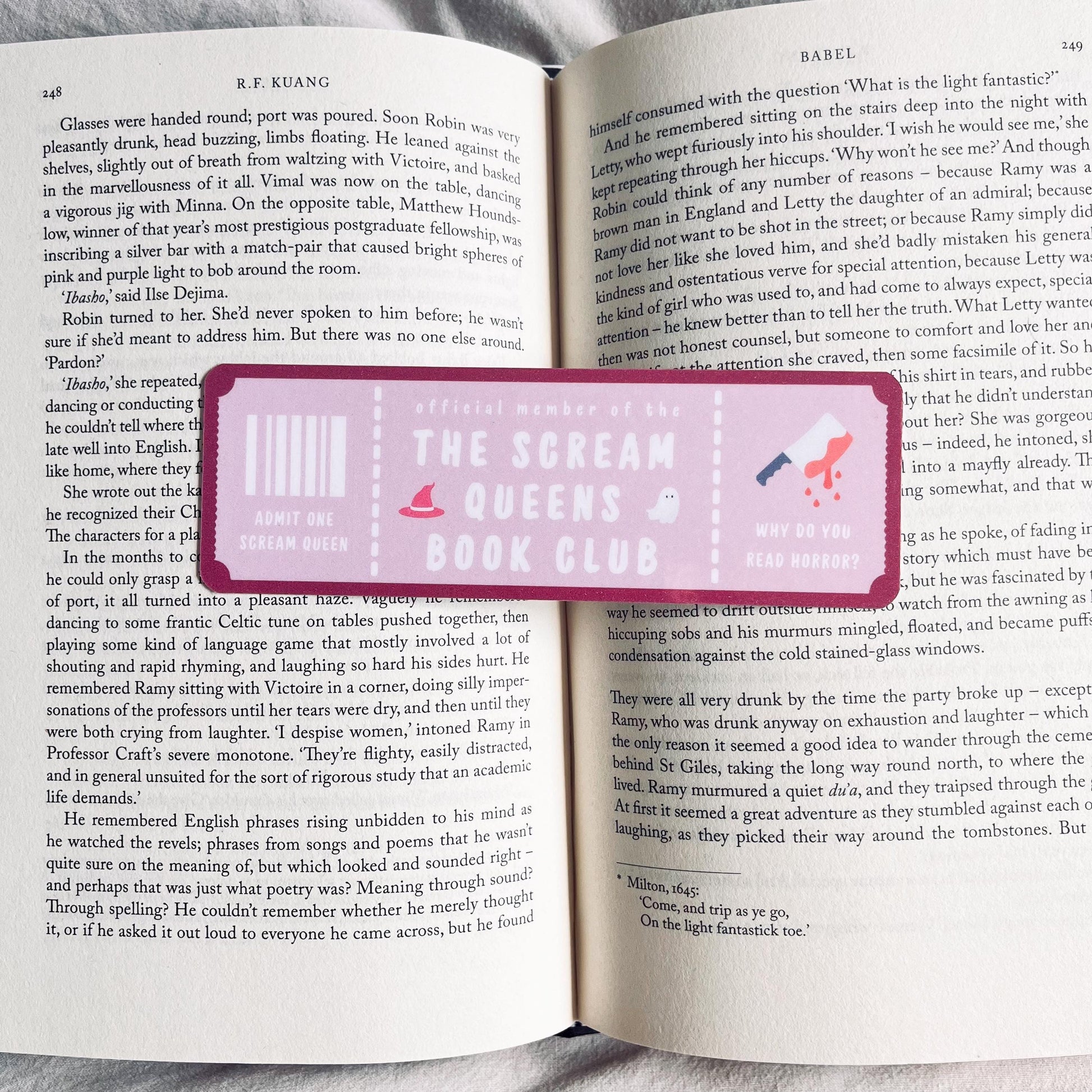 Book Club Bookmark: Scream Queens Design - Funny Literary Gift bookmark by Magic & Meaning