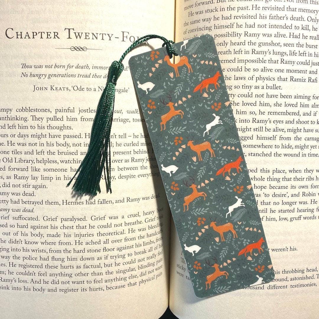 Forest Animal Bookmark, Fox Deer Rabbit (Handmade Laminated) bookmark by Magic & Meaning