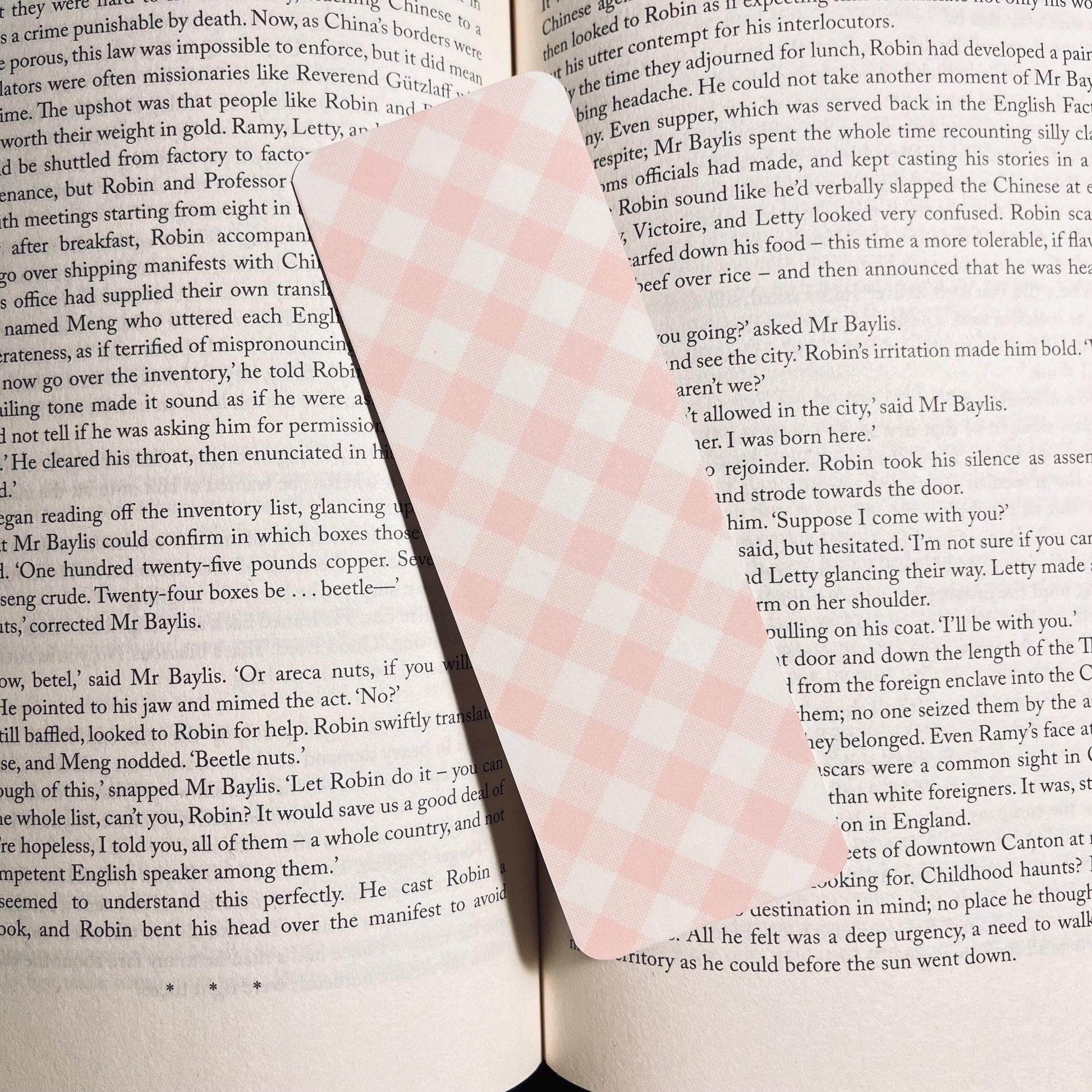 Cherry Bookmark: Pink Gingham Style (Cute Book Lover Gift) bookmark by Magic & Meaning