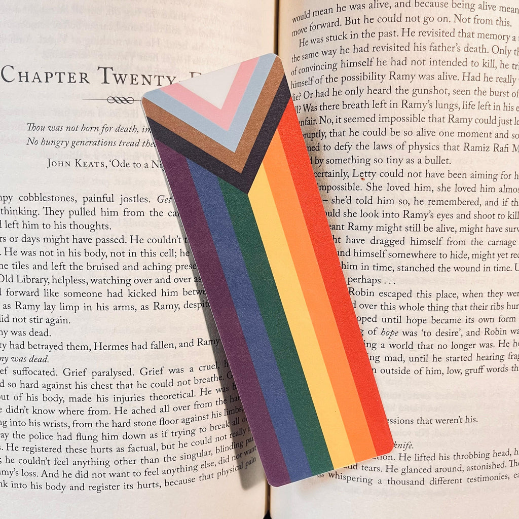 Progress Pride Flag Bookmark: Cute Laminated Reader Gift (Durable Cardstock) bookmark by Magic & Meaning