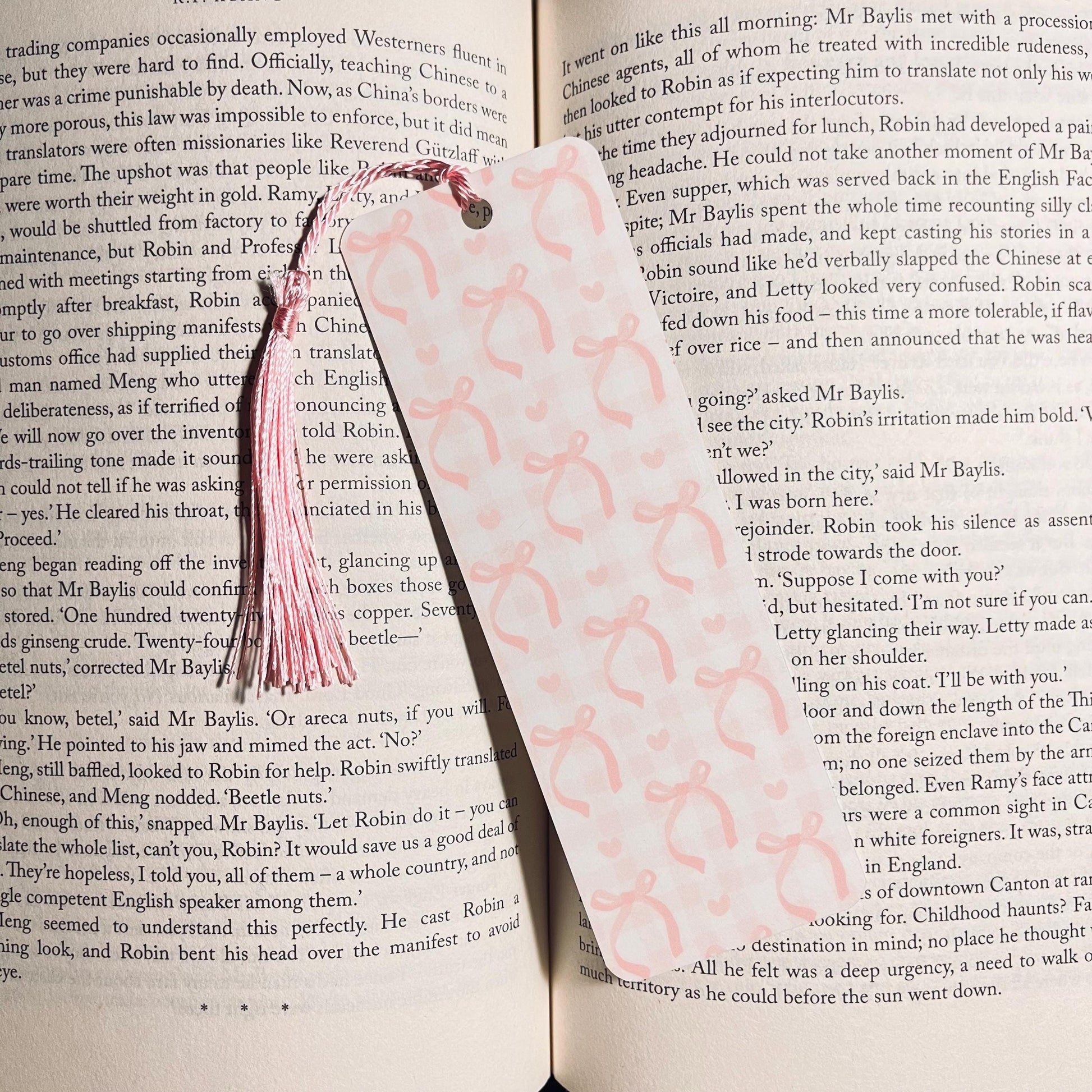 Cherry Bookmark: Pink Gingham Style (Cute Book Lover Gift) bookmark by Magic & Meaning