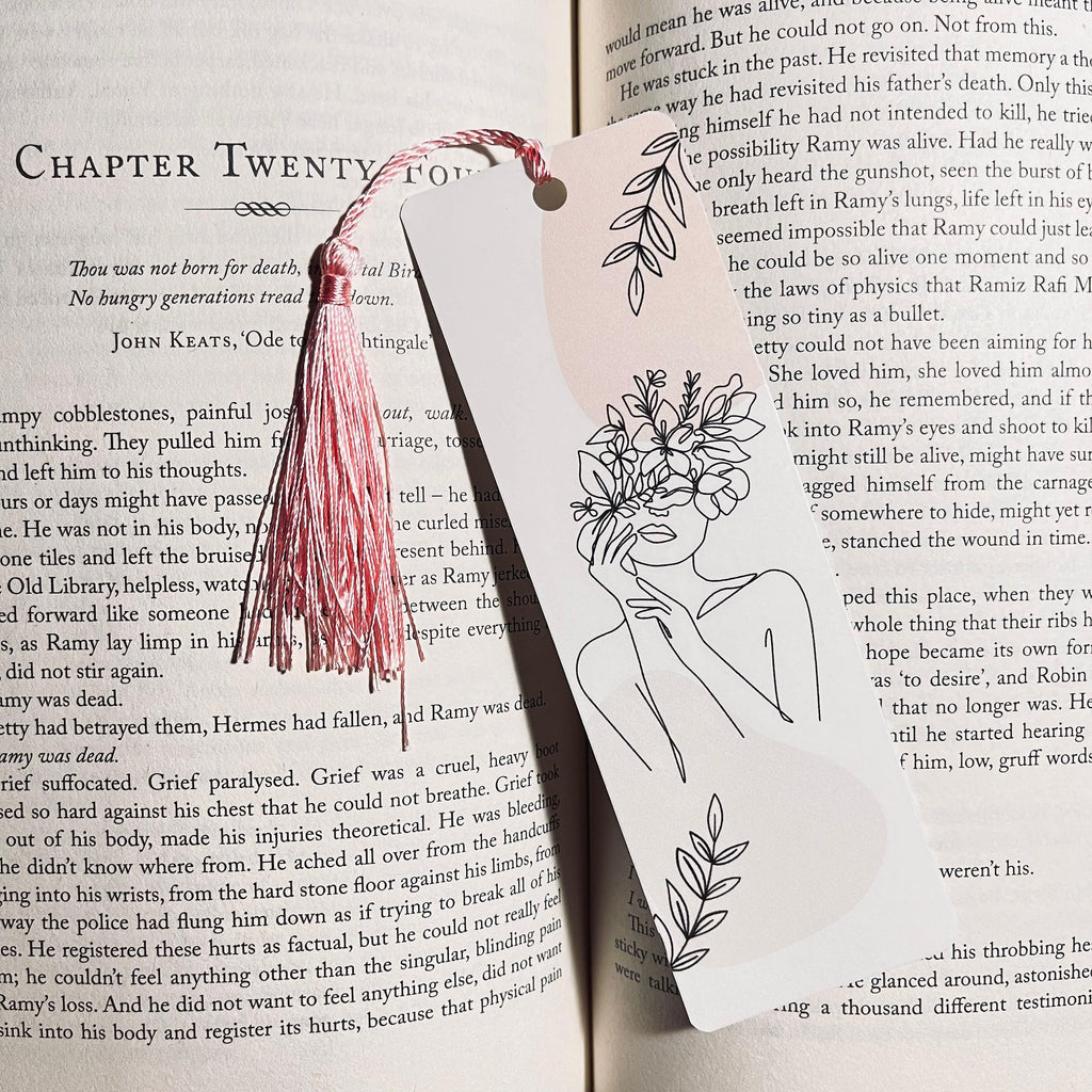 Floral One Line Art Bookmark: Handmade bookmark by Magic & Meaning
