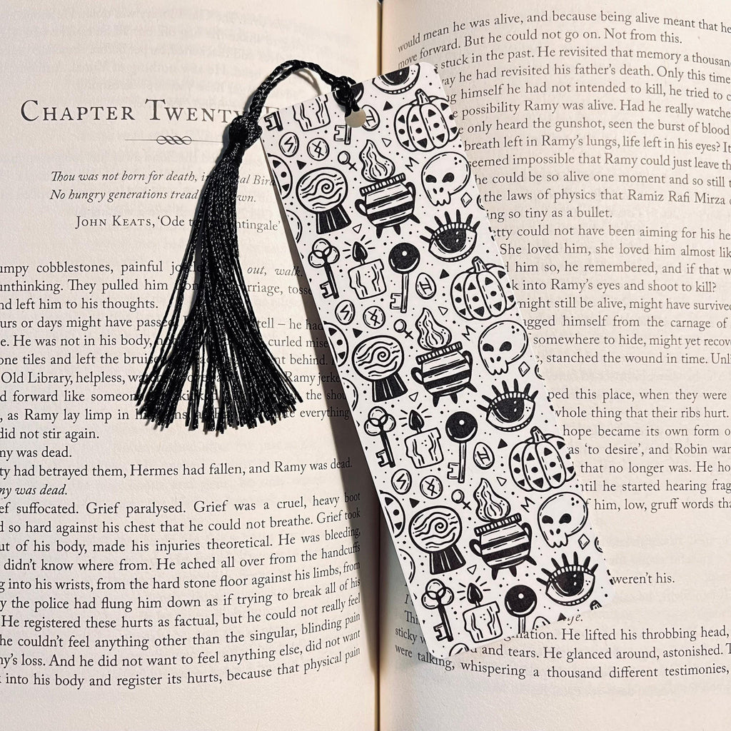 Gothic Halloween Bookmark: Laminated with Tassel, Durable Cardstock bookmark by Magic & Meaning