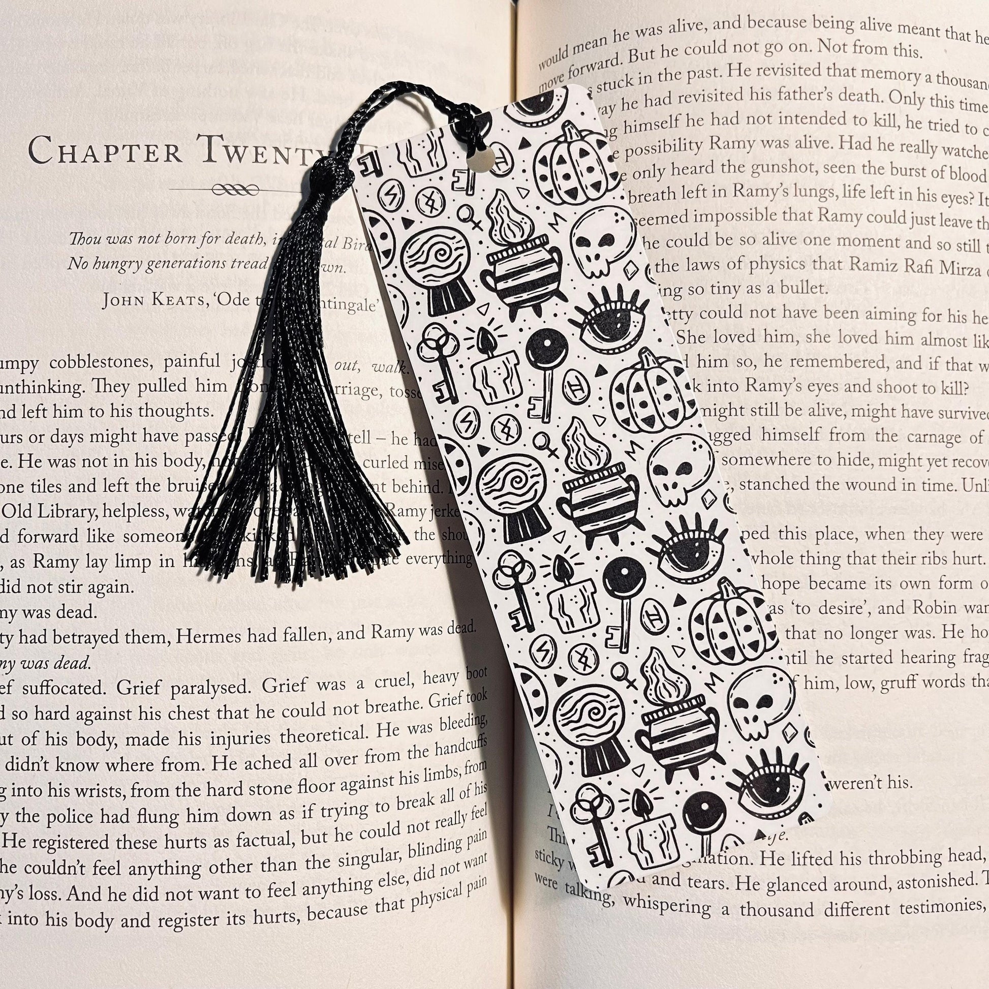 Gothic Halloween Bookmark: Laminated with Tassel, Durable Cardstock bookmark by Magic & Meaning