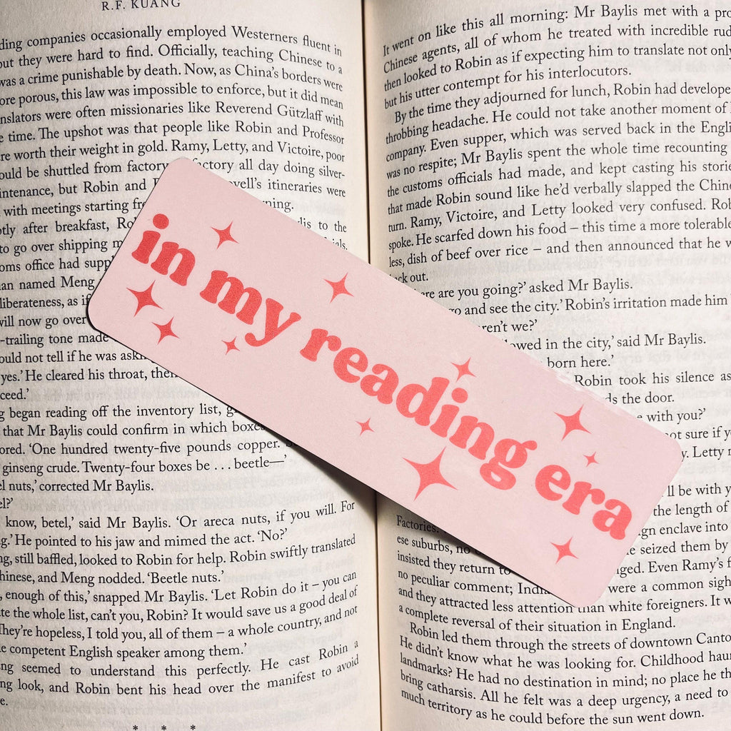 Bookmark for Book Lovers: Pink Cute Design - Reading Era Theme bookmark by Magic & Meaning