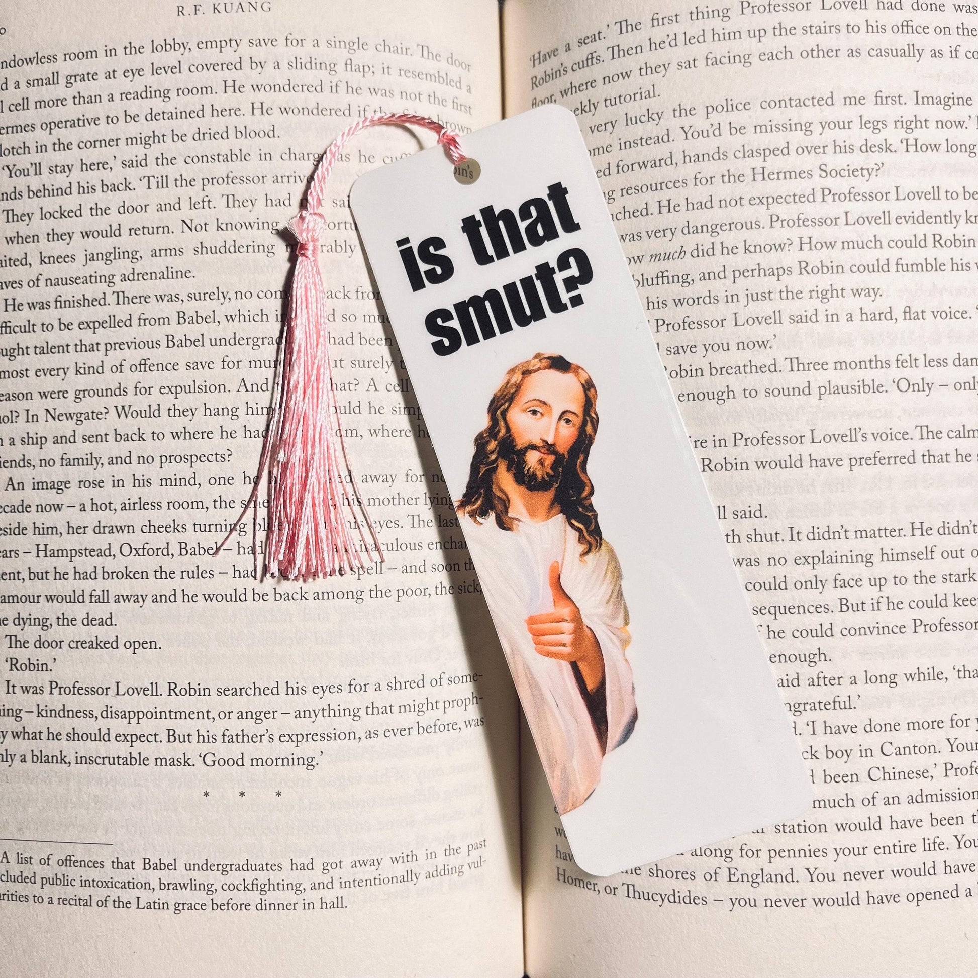 Funny Jesus Bookmark: Smut and Romance Humor for Book Lovers bookmark by Magic & Meaning