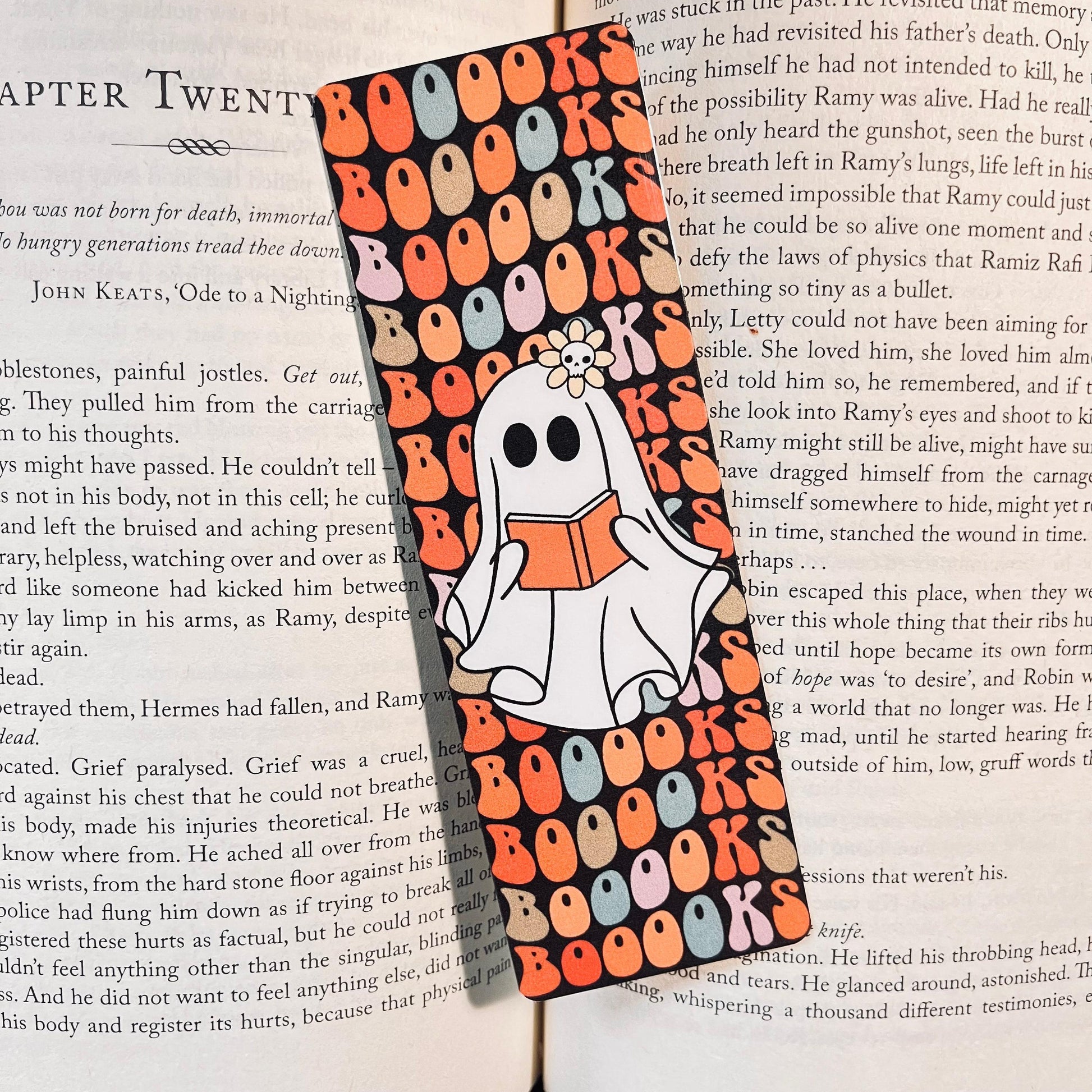 Ghost Halloween Bookmark | Retro Booooooooks Design with Tassel bookmark by Magic & Meaning