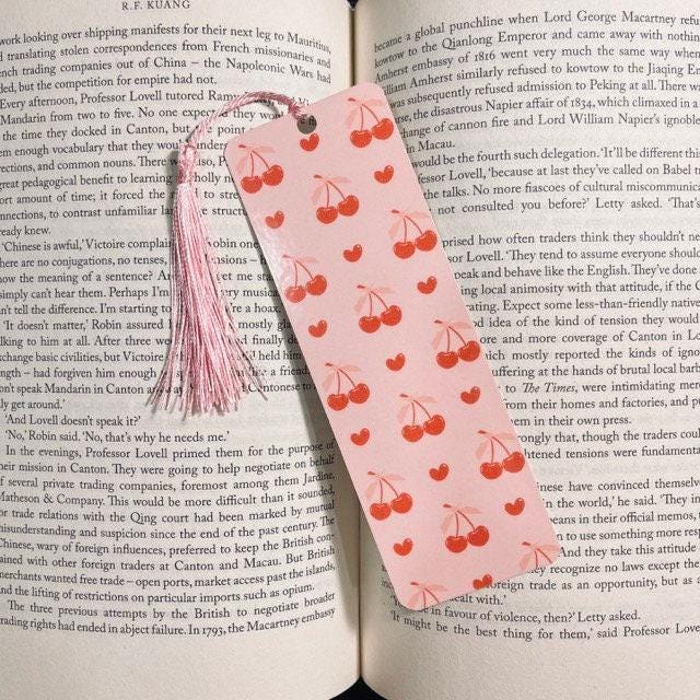 Cherry Bookmark with Pink Bow: Cute bookmark by Magic & Meaning