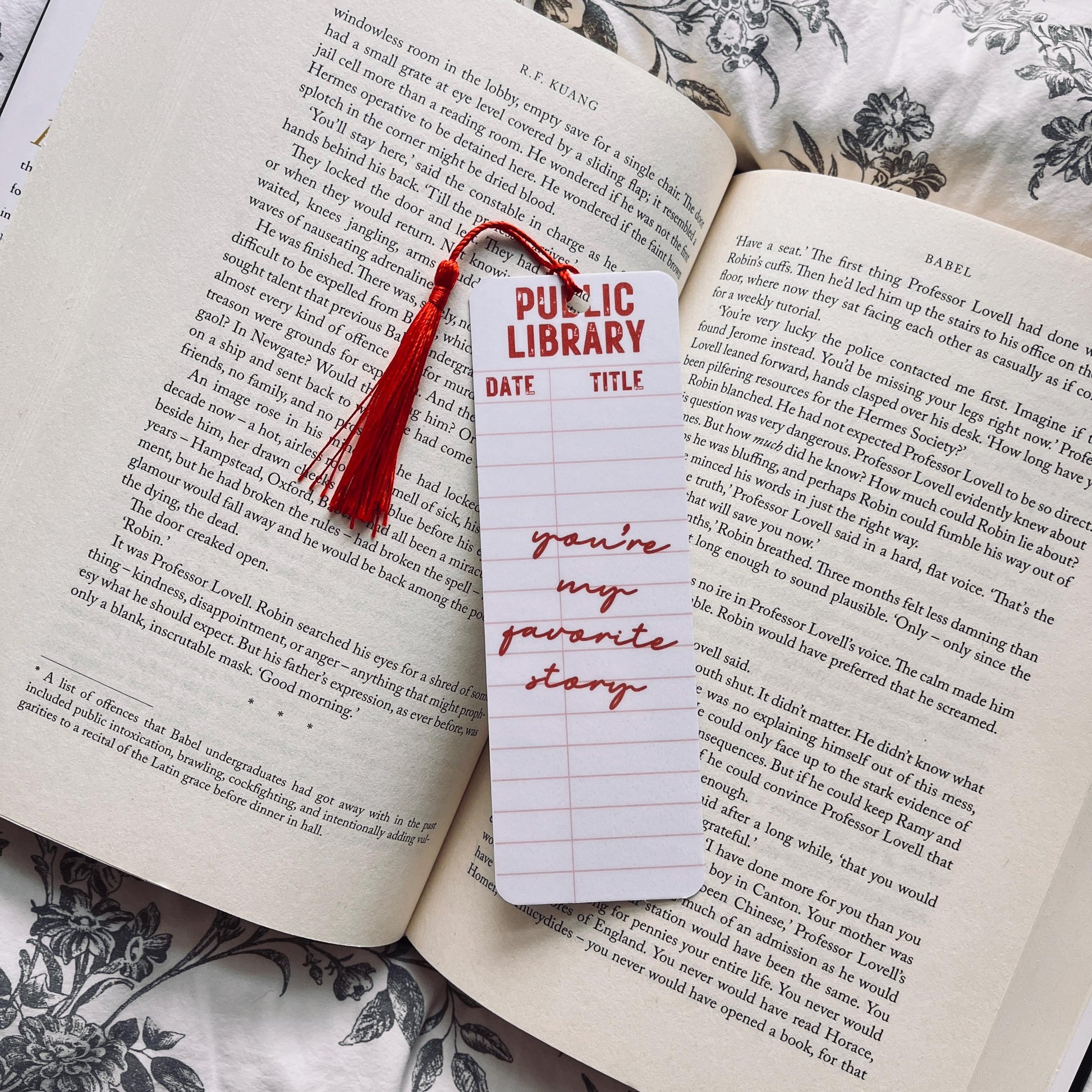 Library Card Bookmark: Vintage Style - Funny Bookworm Gift bookmark by Magic & Meaning