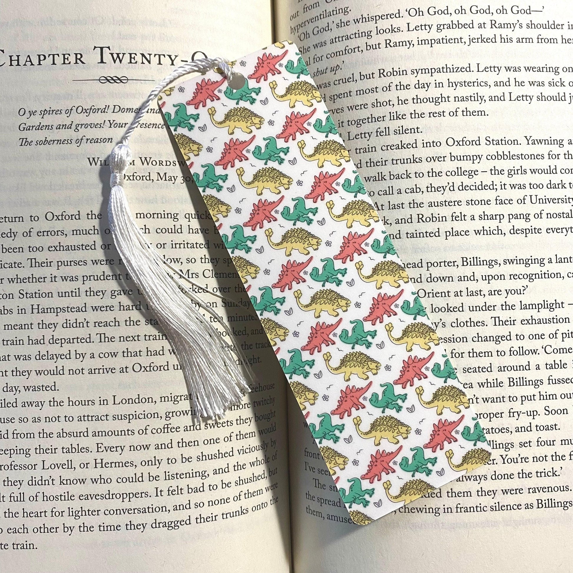 Kids Dinosaur Bookmark: Laminated Durable Cardstock, Handmade bookmark by Magic & Meaning