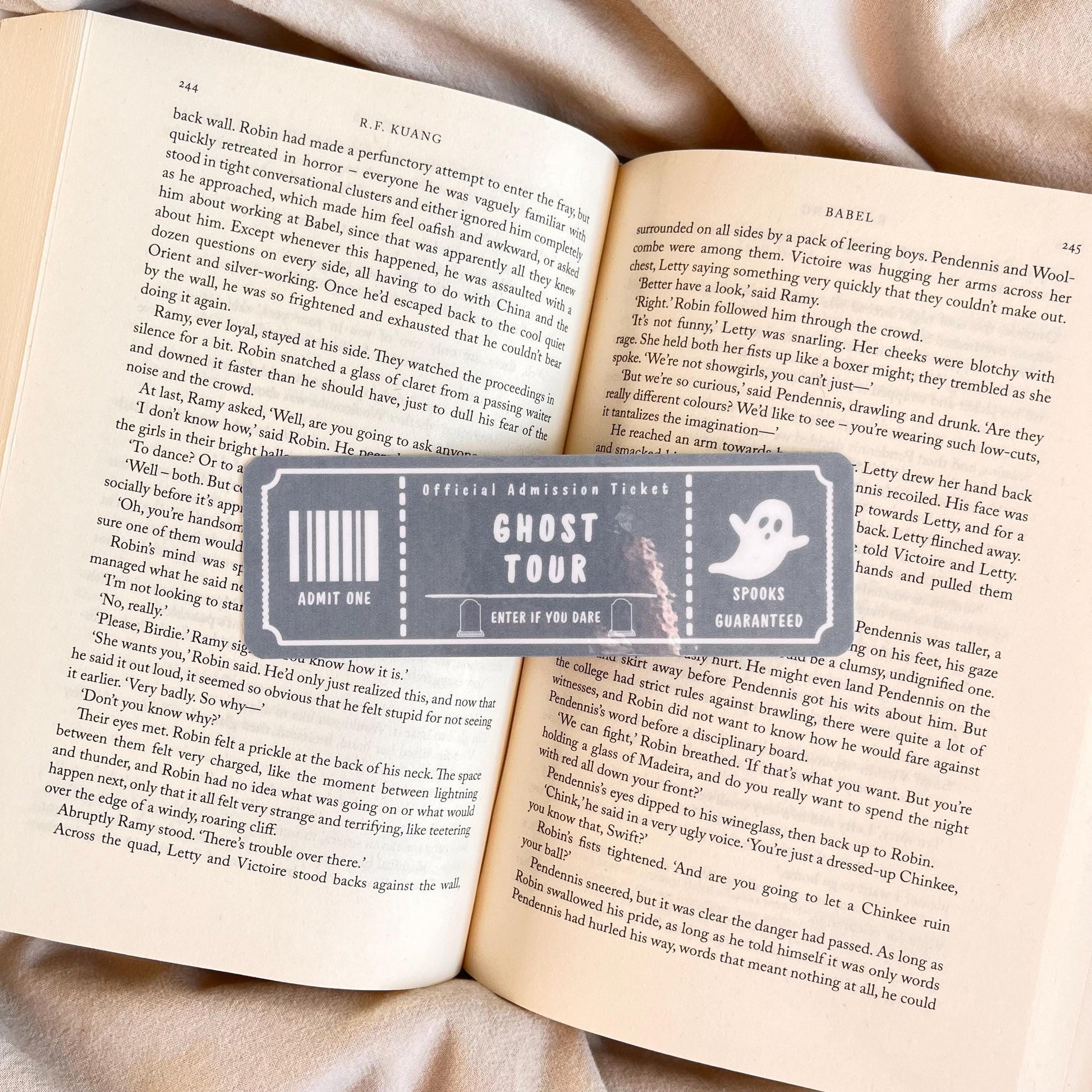 Ghost Tour Ticket Bookmark, Halloween Book Lover Gift (Funny Literary) bookmark by Magic & Meaning